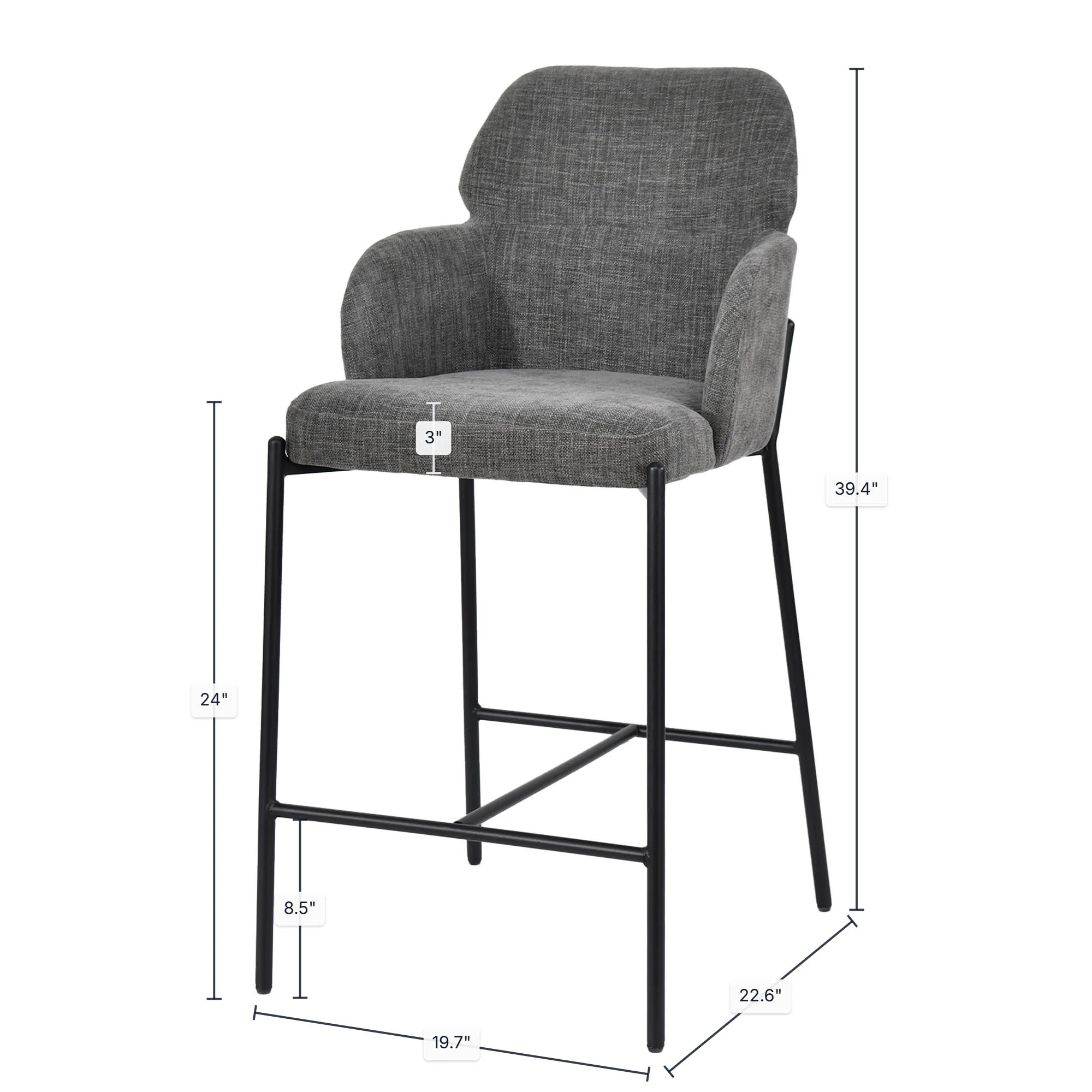 Allegra Counter Stool - Graphite - Image 3