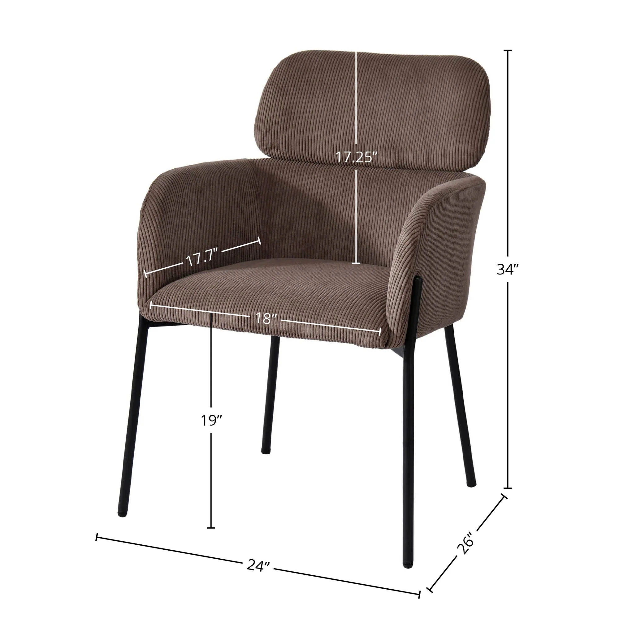 Allegra Dining Chair - Corduroy Brown - Image 3