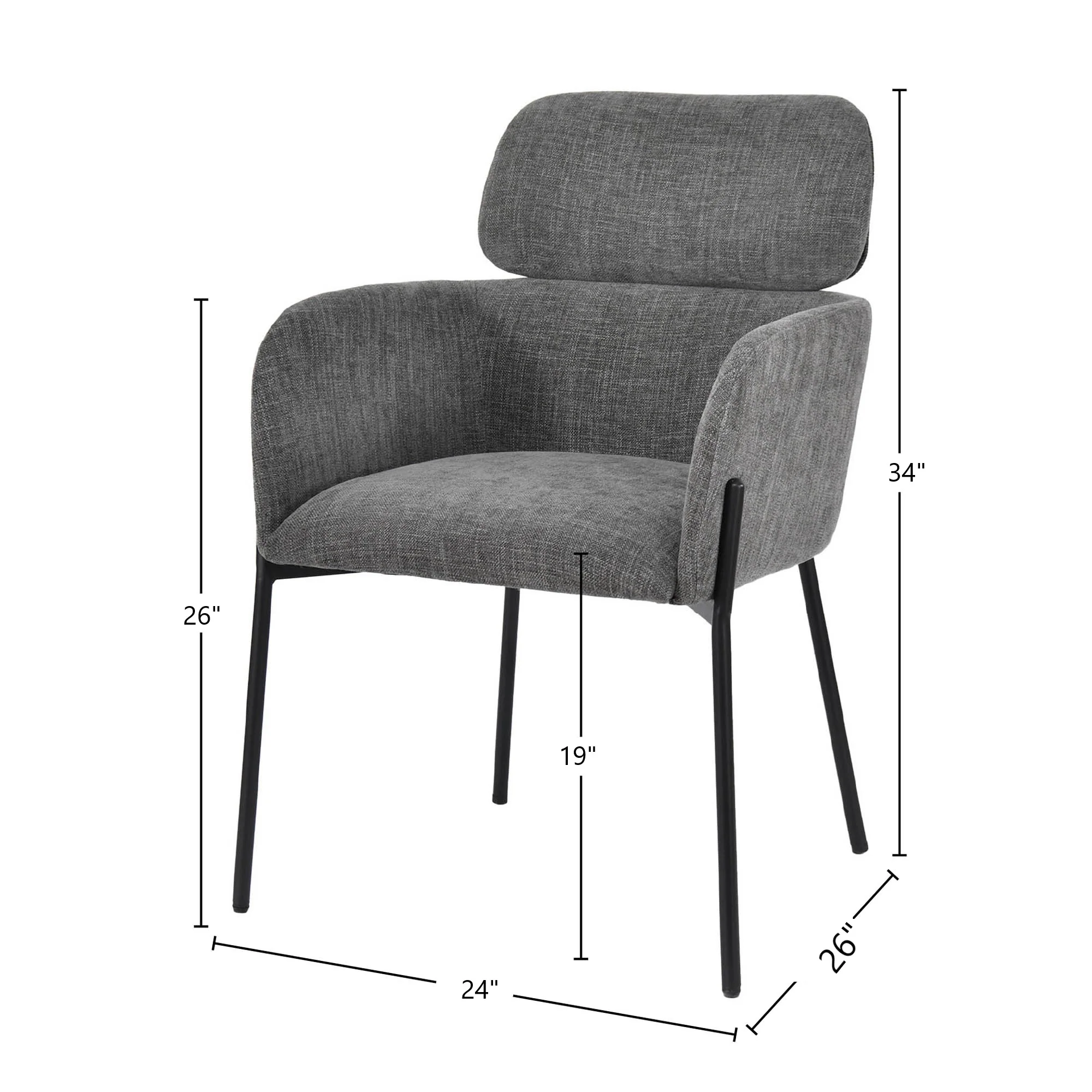 Allegra Dining Chair - Graphite - Image 3
