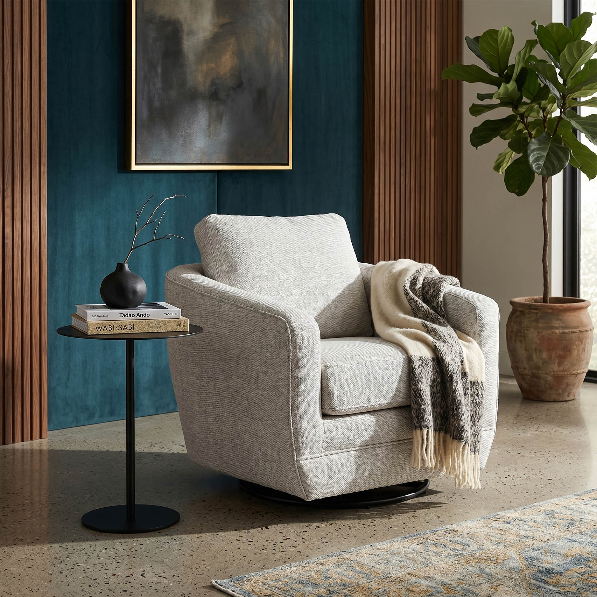 Baltimo Swivel Glider - Woven Alabaster (VT) - Image 2