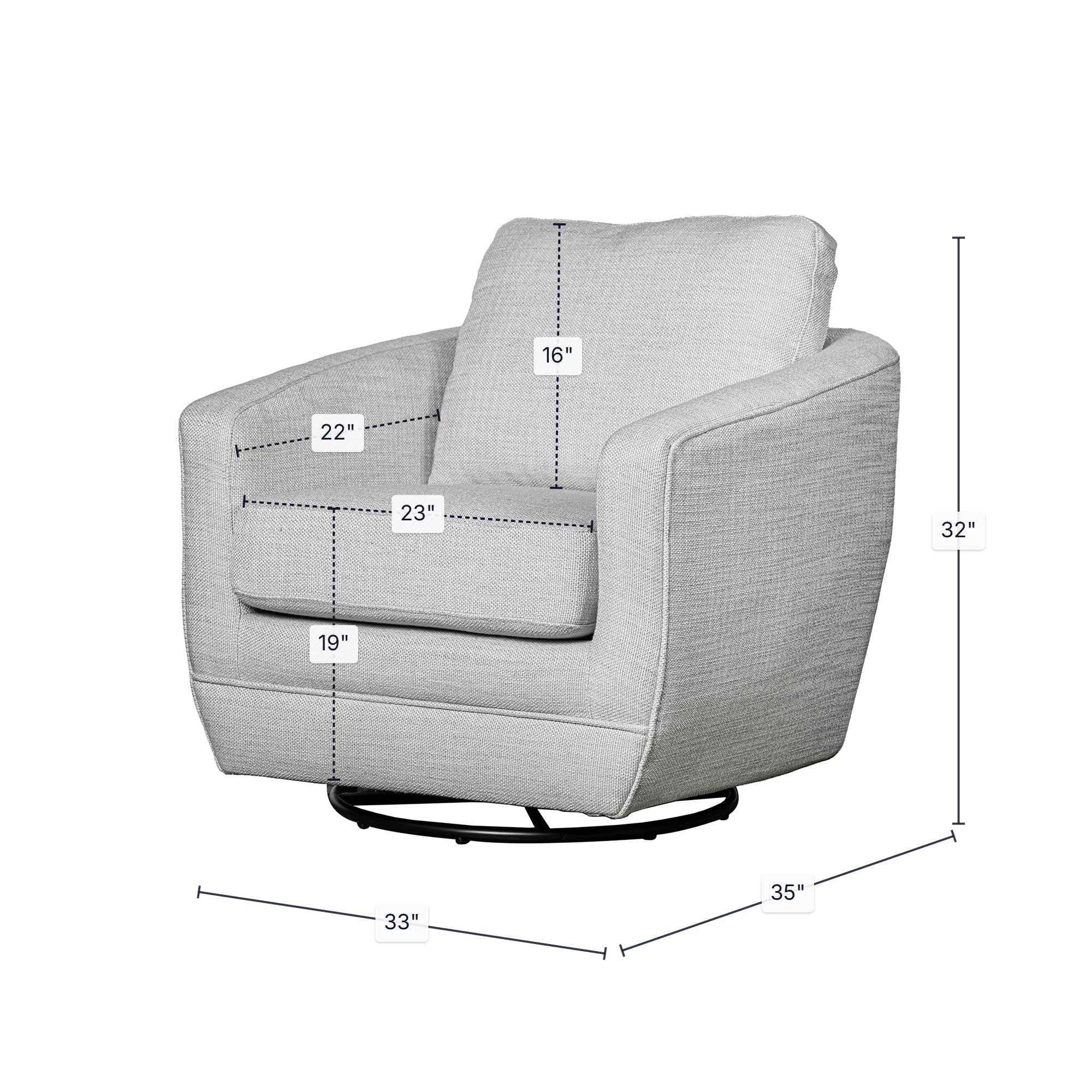 Baltimo Swivel Glider - Woven Alabaster (VT) - Image 3
