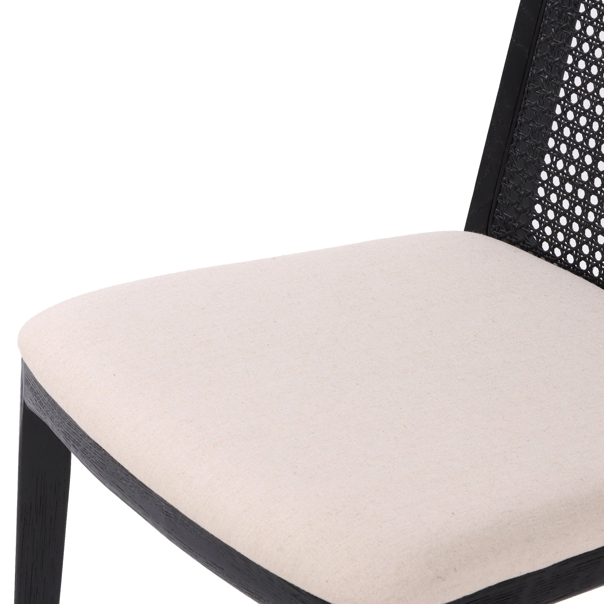Cane Dining Chair - Oyster Linen/Black Frame - Image 10