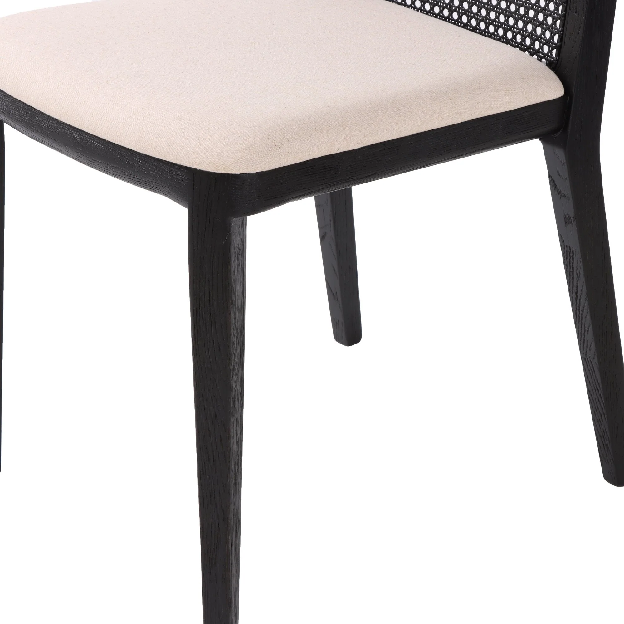 Cane Dining Chair - Oyster Linen/Black Frame - Image 11