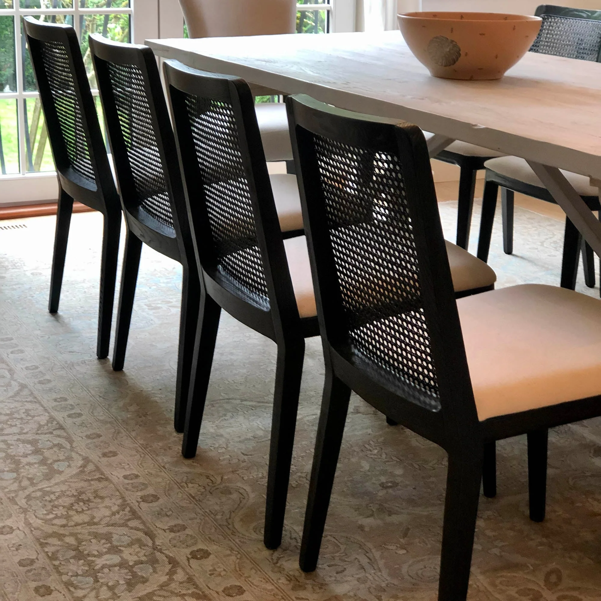 Cane Dining Chair - Oyster Linen/Black Frame - Image 12