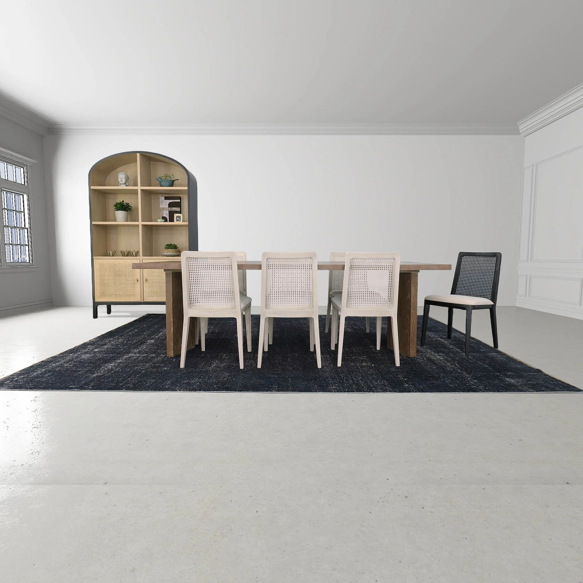 Cane Dining Chair - Oyster Linen/Black Frame - Image 14