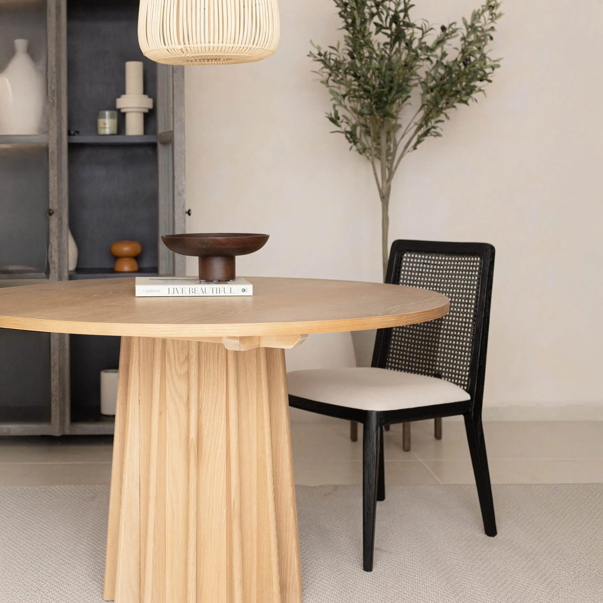 Cane Dining Chair - Oyster Linen/Black Frame - Image 15
