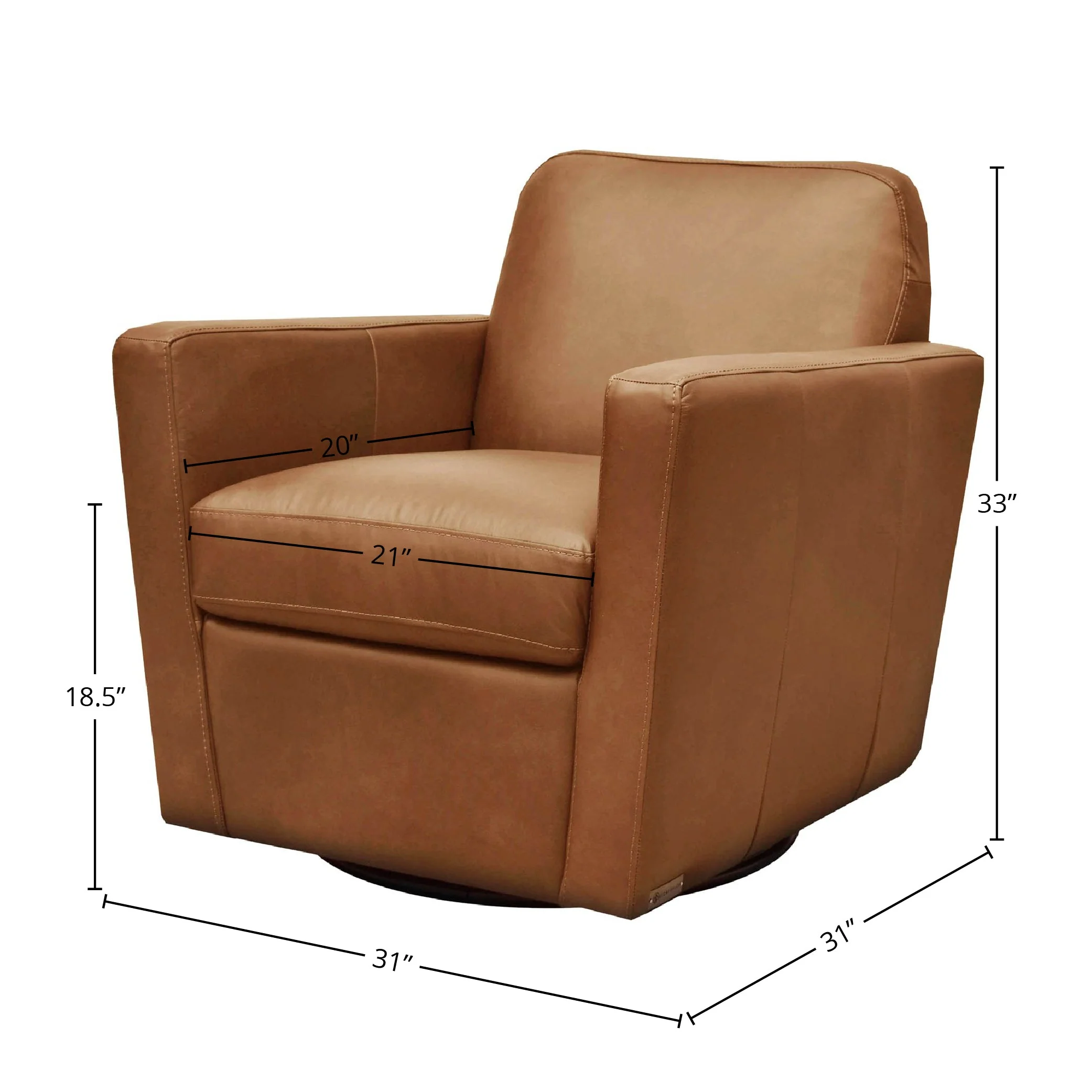 Cooper Swivel Club Chair - Cognac - Image 3