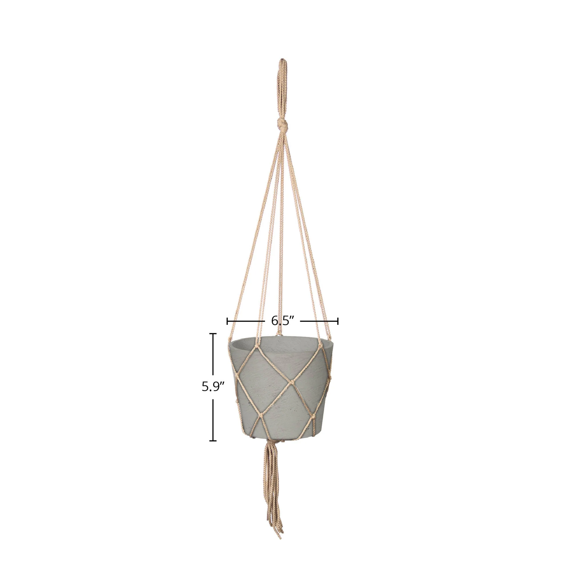 Craft Small Hanging Pot With Netting - Cement Grey - Image 3