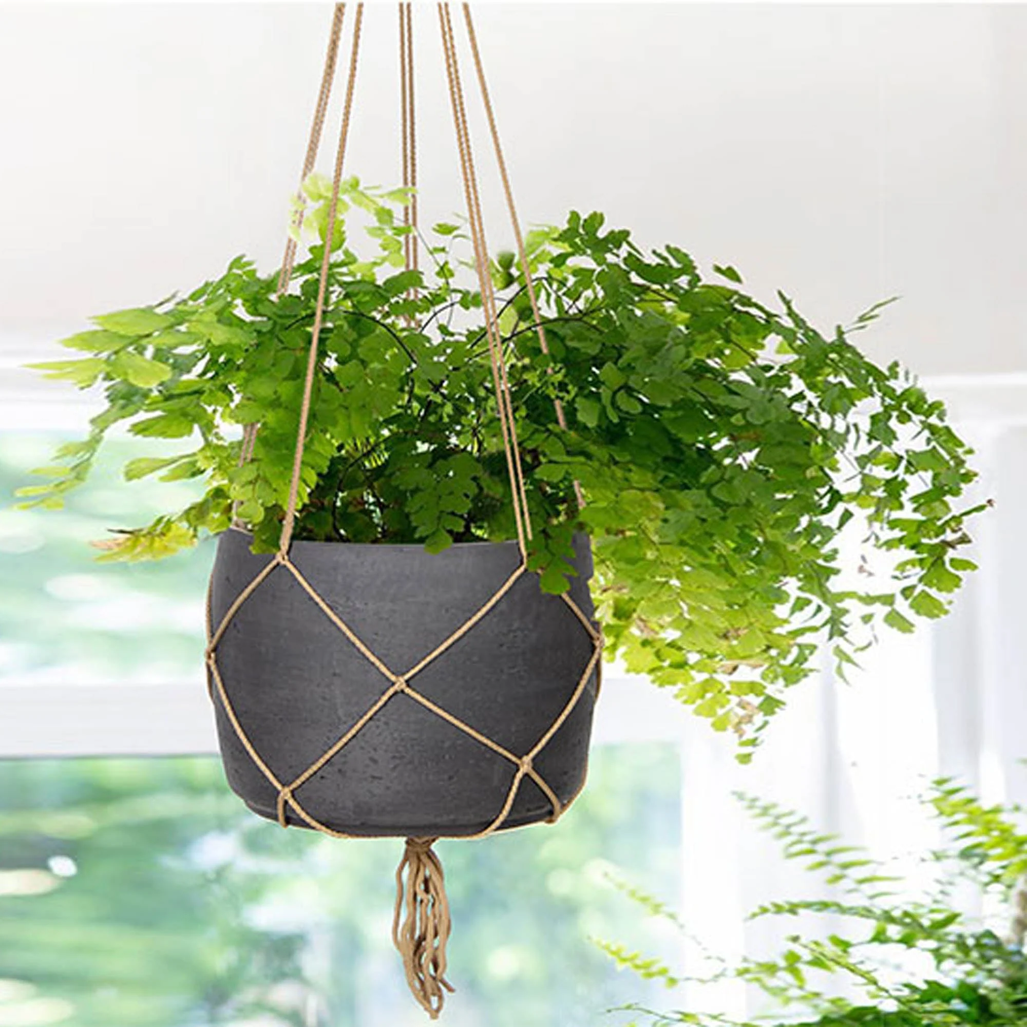 Craft Hanging Pot With Netting - Charcoal Grey - Image 3