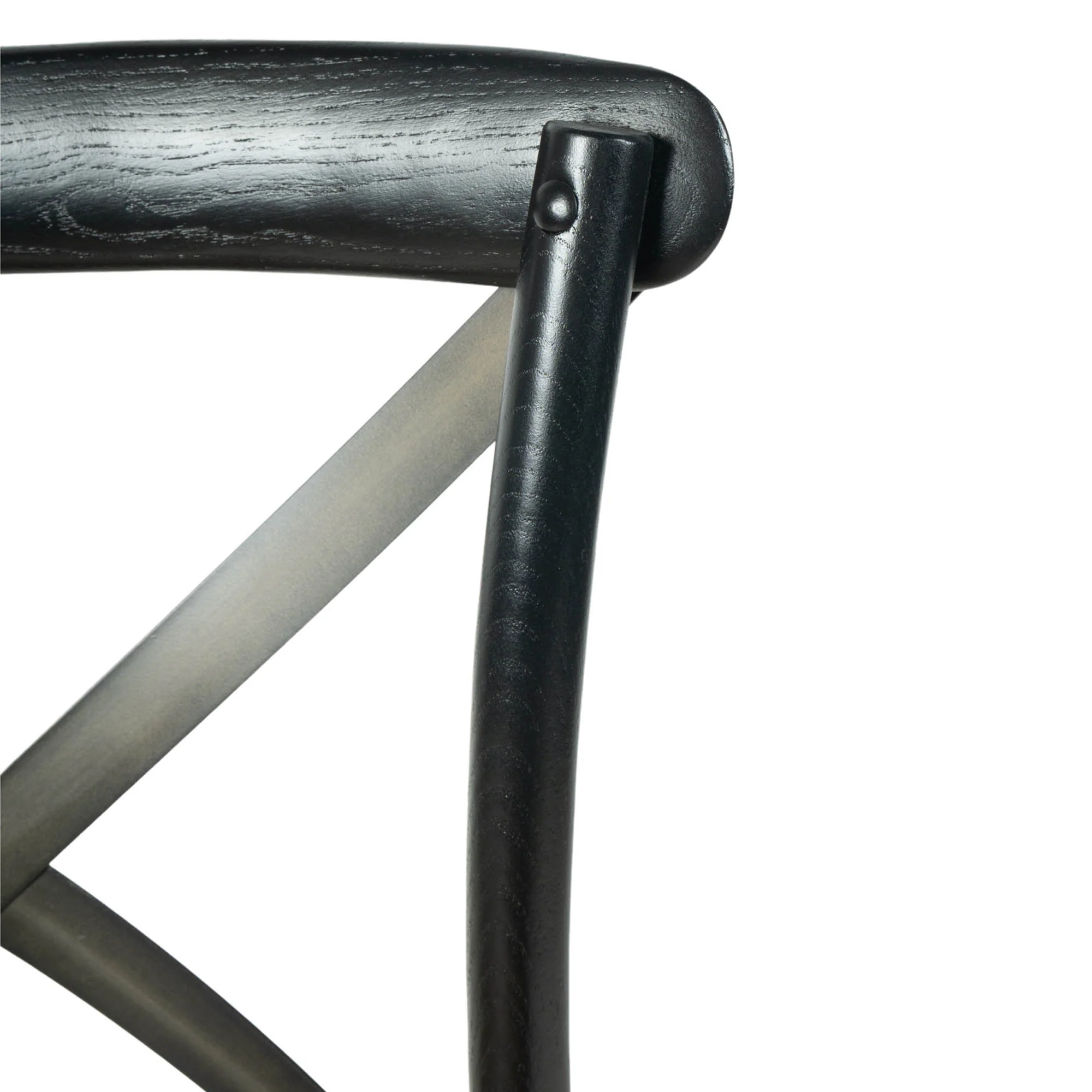 Cross Back Chair w/ Natural Brown Rattan Seat - Black - Image 7