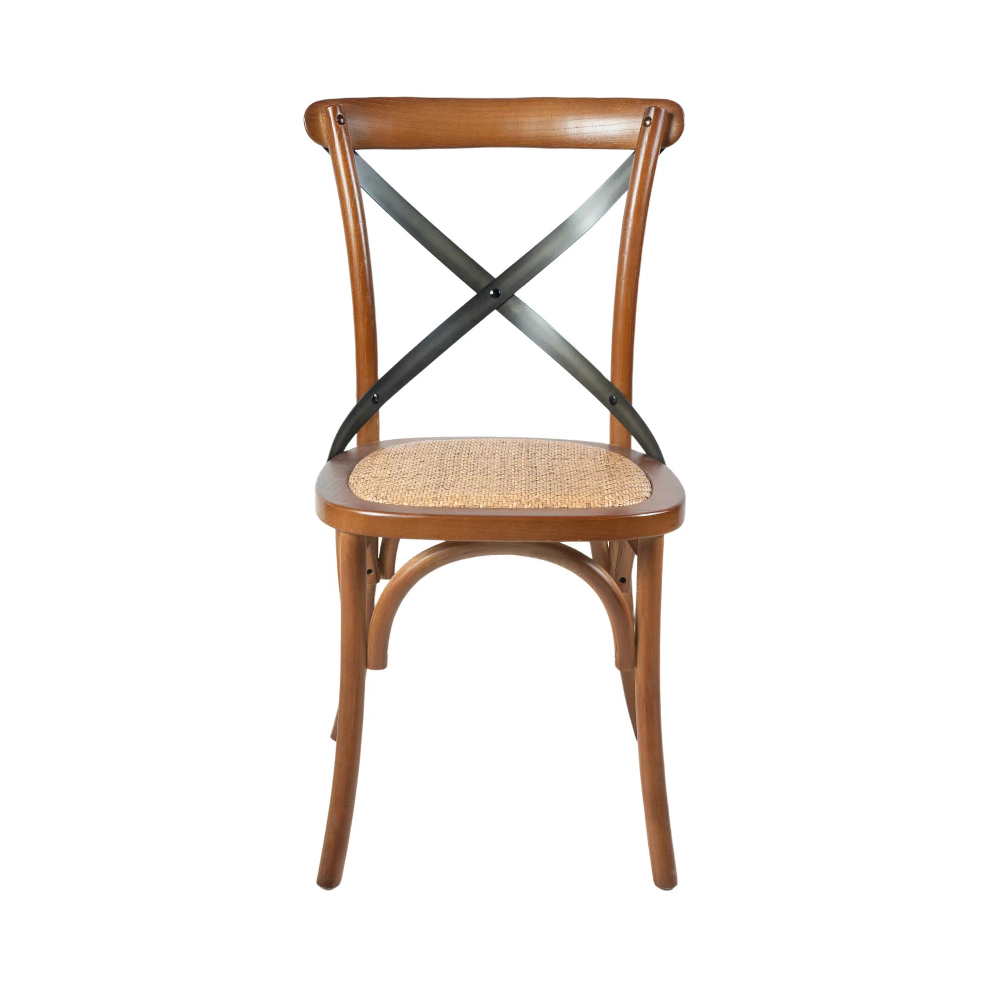 Cross Back Chair w/ Rattan Seat - Brown - Image 3