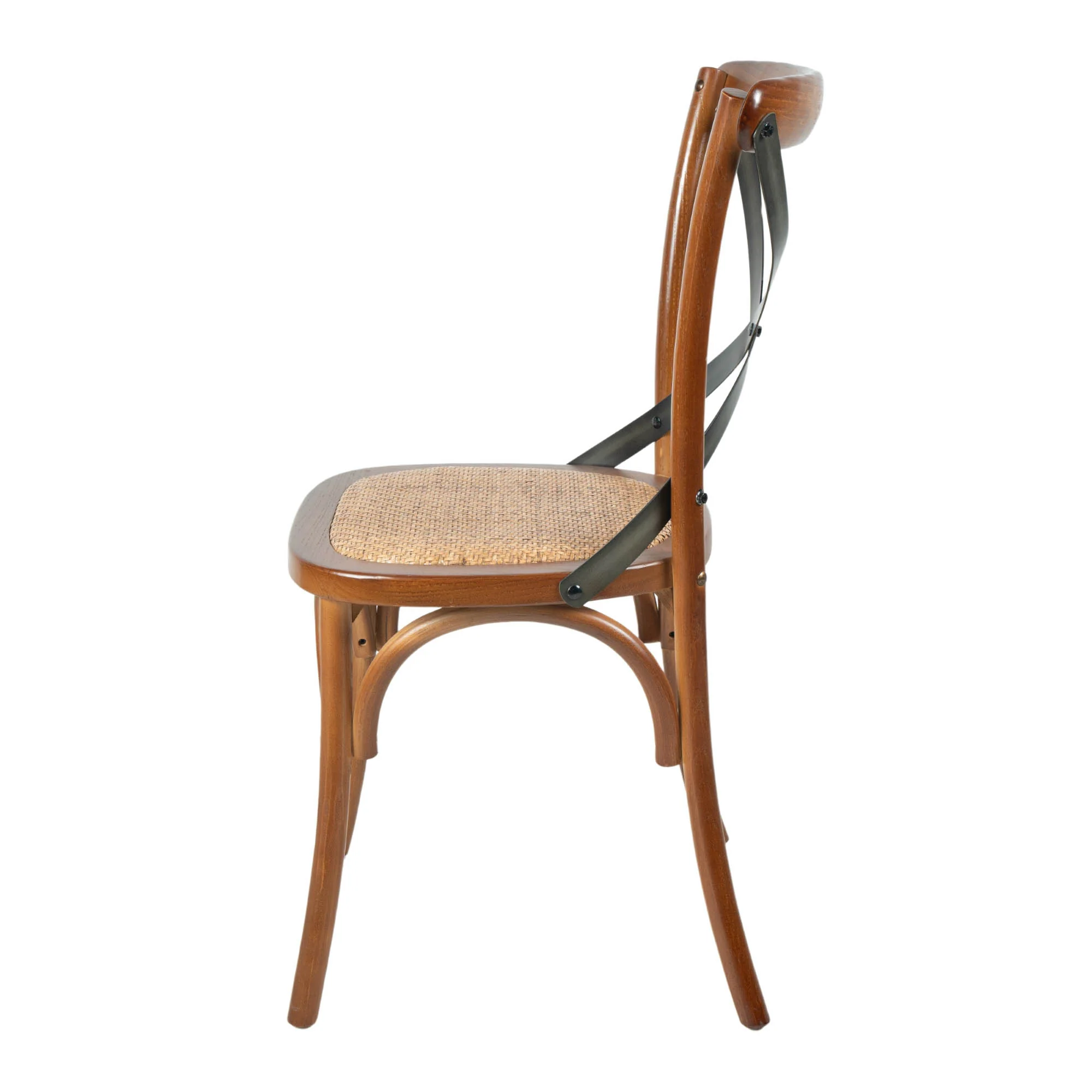 Cross Back Chair w/ Rattan Seat - Brown - Image 4