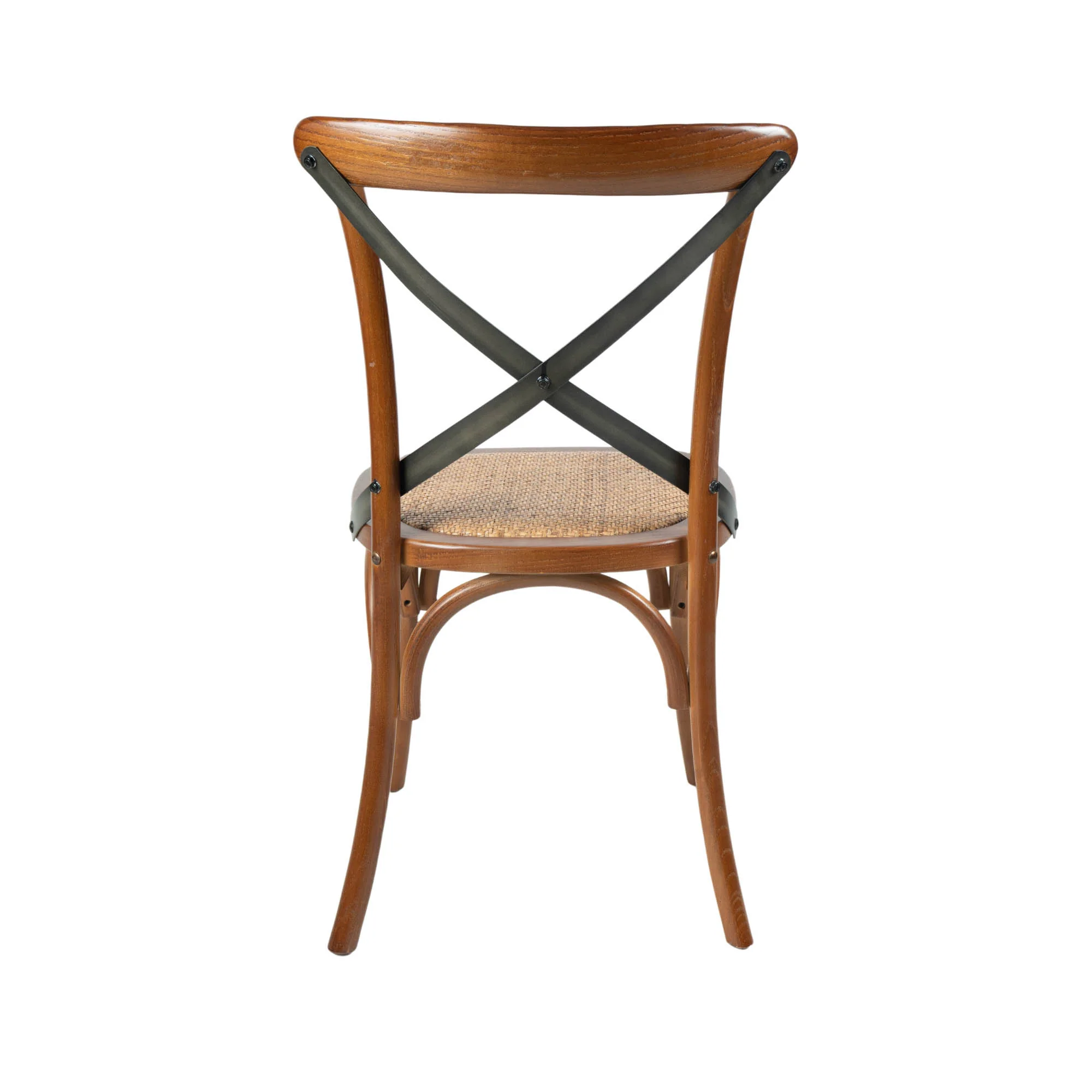 Cross Back Chair w/ Rattan Seat - Brown - Image 5