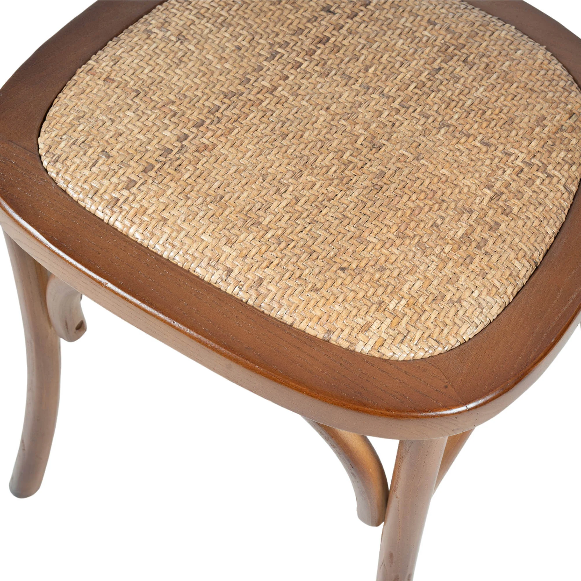 Cross Back Chair w/ Rattan Seat - Brown - Image 6