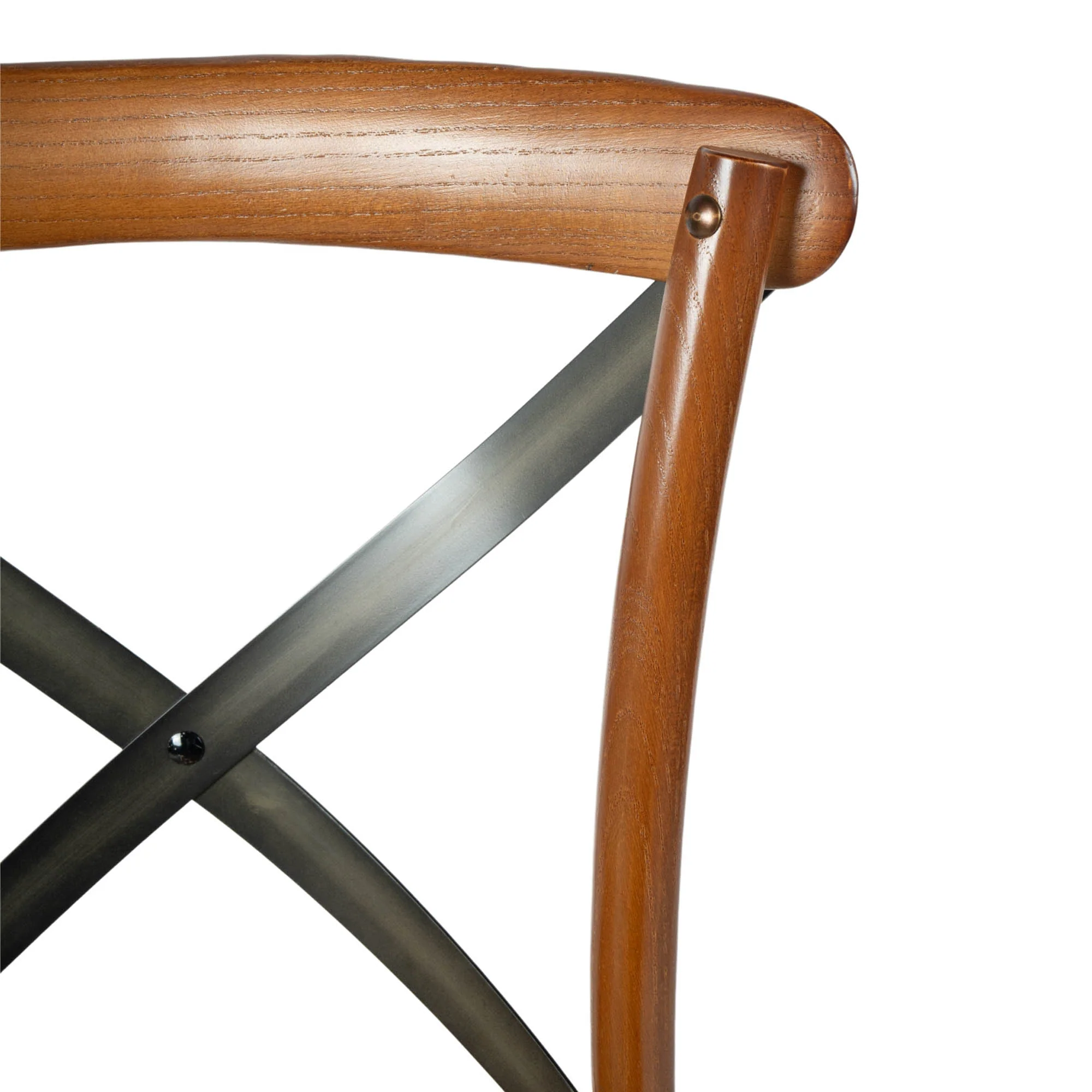 Cross Back Chair w/ Rattan Seat - Brown - Image 7