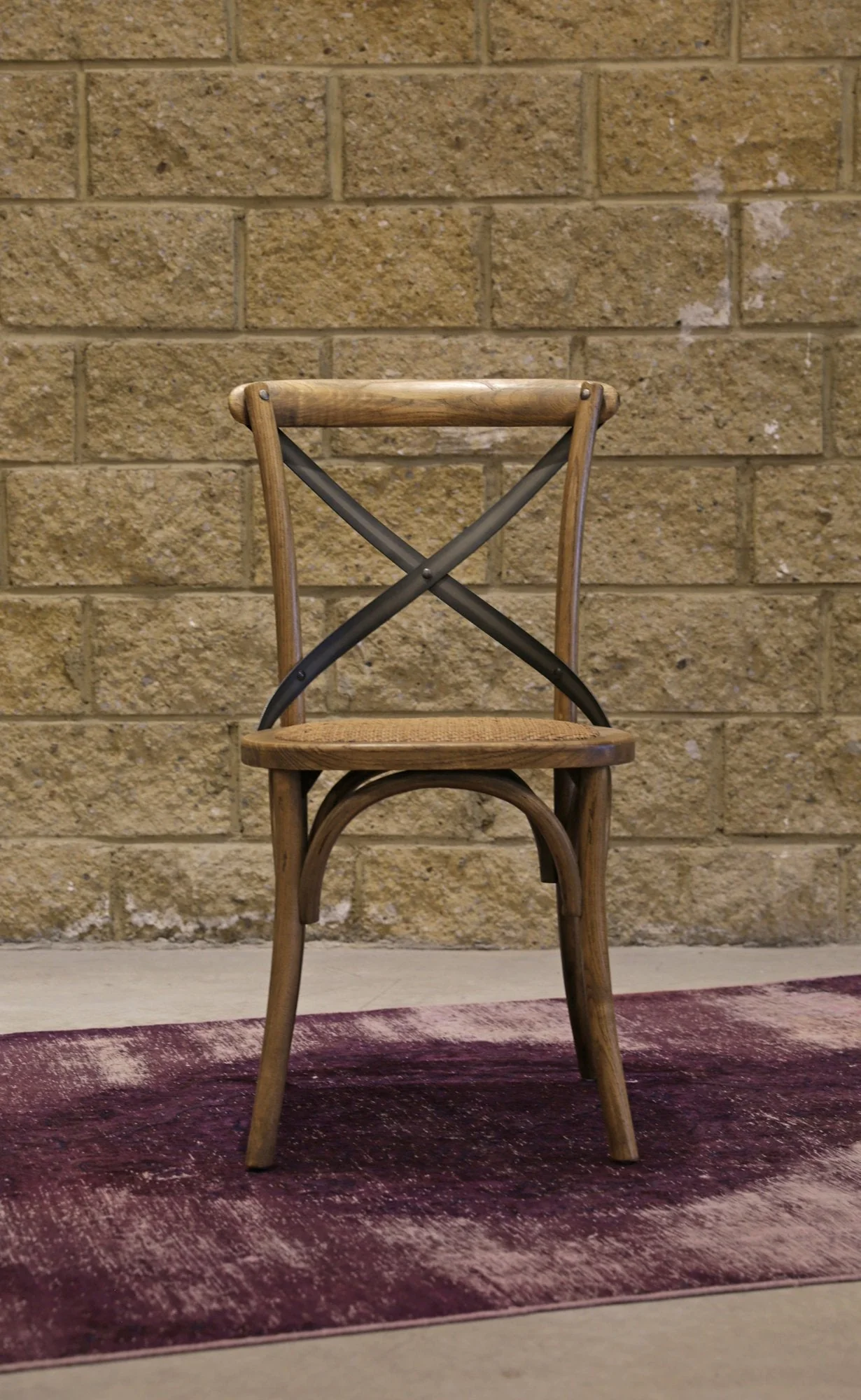 Cross Back Chair w/ Rattan Seat - Natural Rustic - Image 10