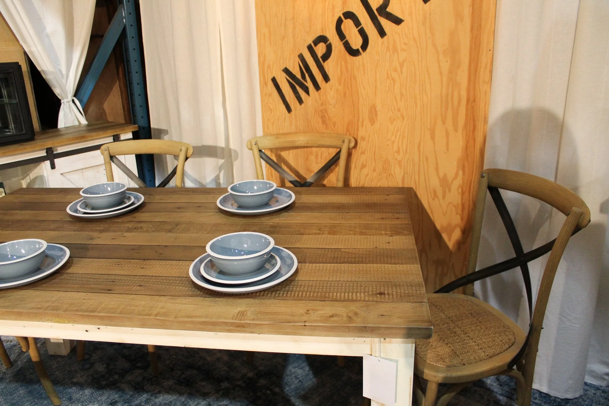 Cross Back Chair w/ Rattan Seat - Natural Rustic - Image 11