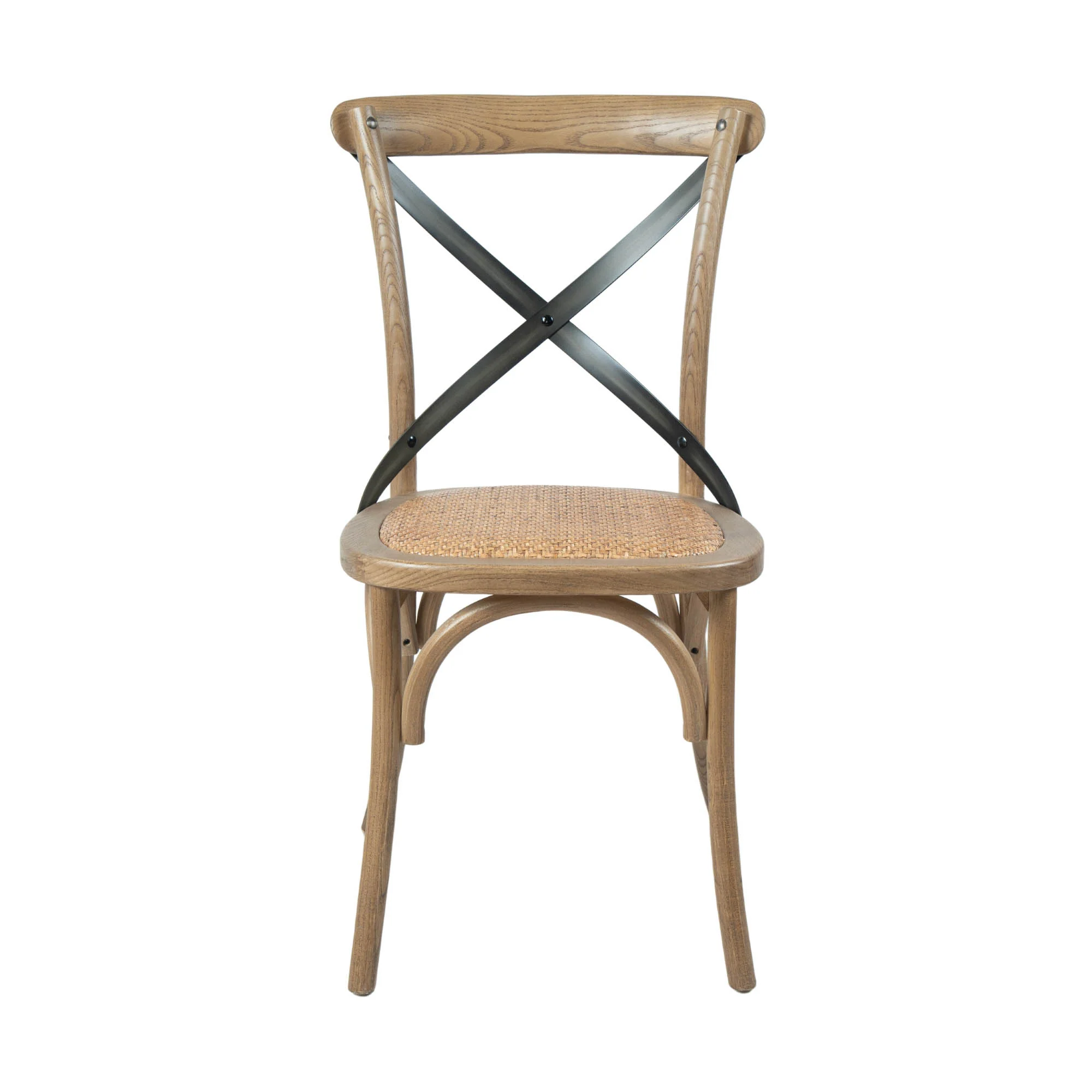 Cross Back Chair w/ Rattan Seat - Natural Rustic - Image 3
