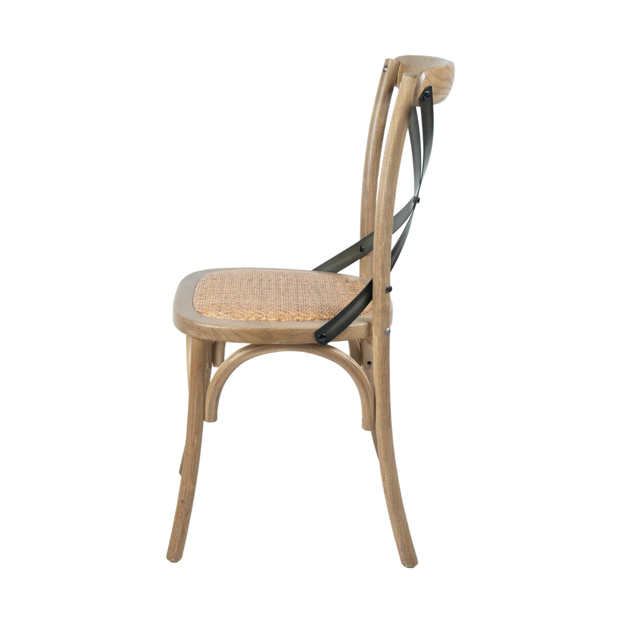 Cross Back Chair w/ Rattan Seat - Natural Rustic - Image 4