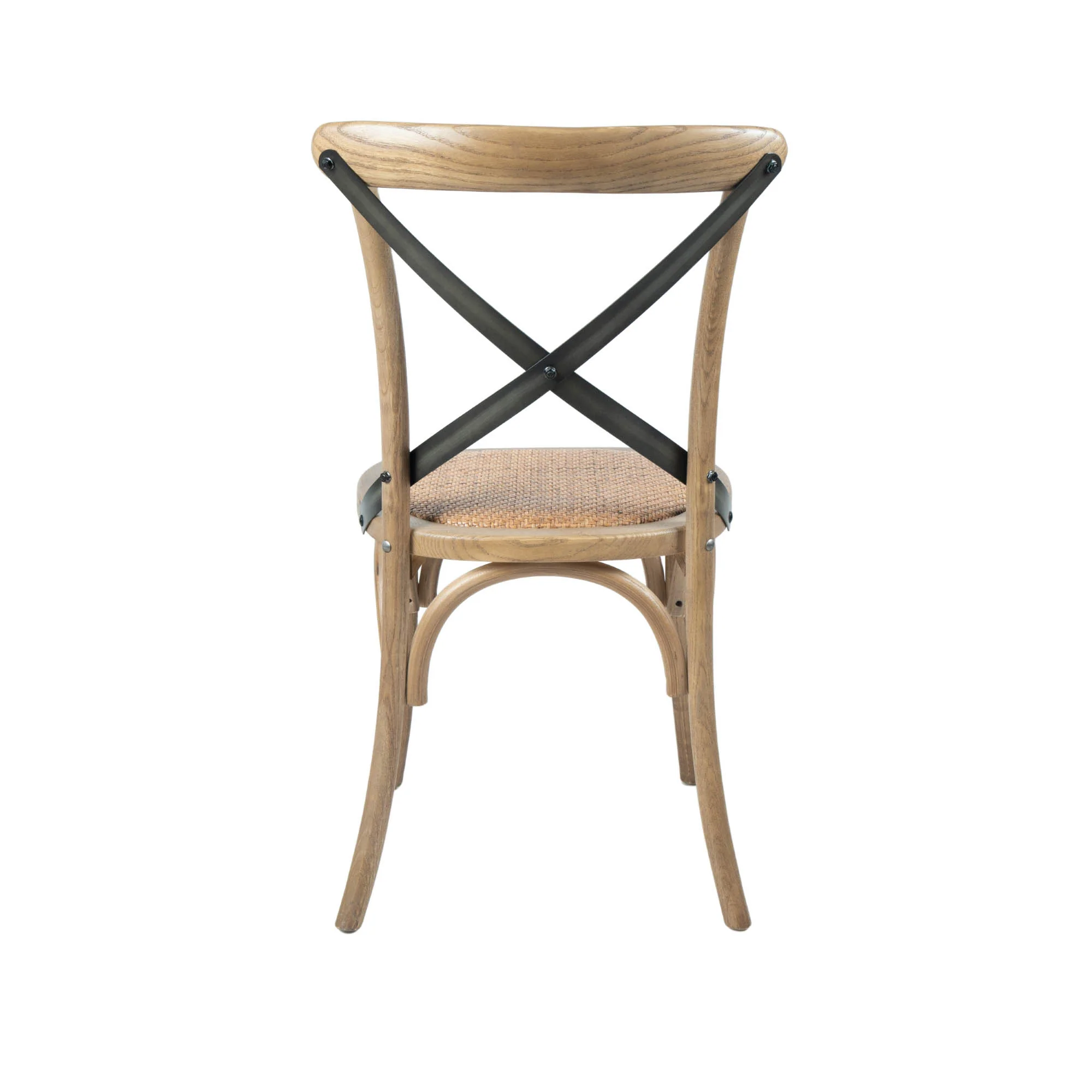 Cross Back Chair w/ Rattan Seat - Natural Rustic - Image 5