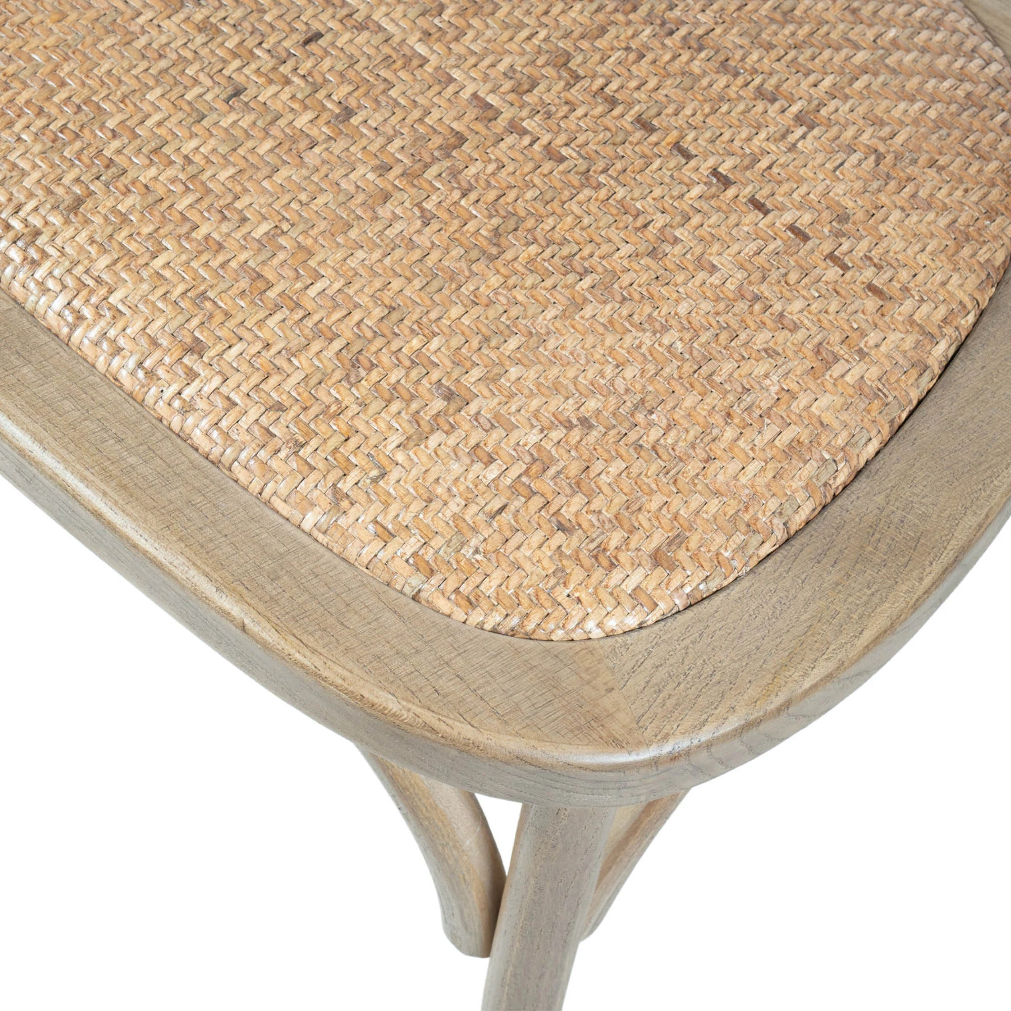 Cross Back Chair w/ Rattan Seat - Natural Rustic - Image 7