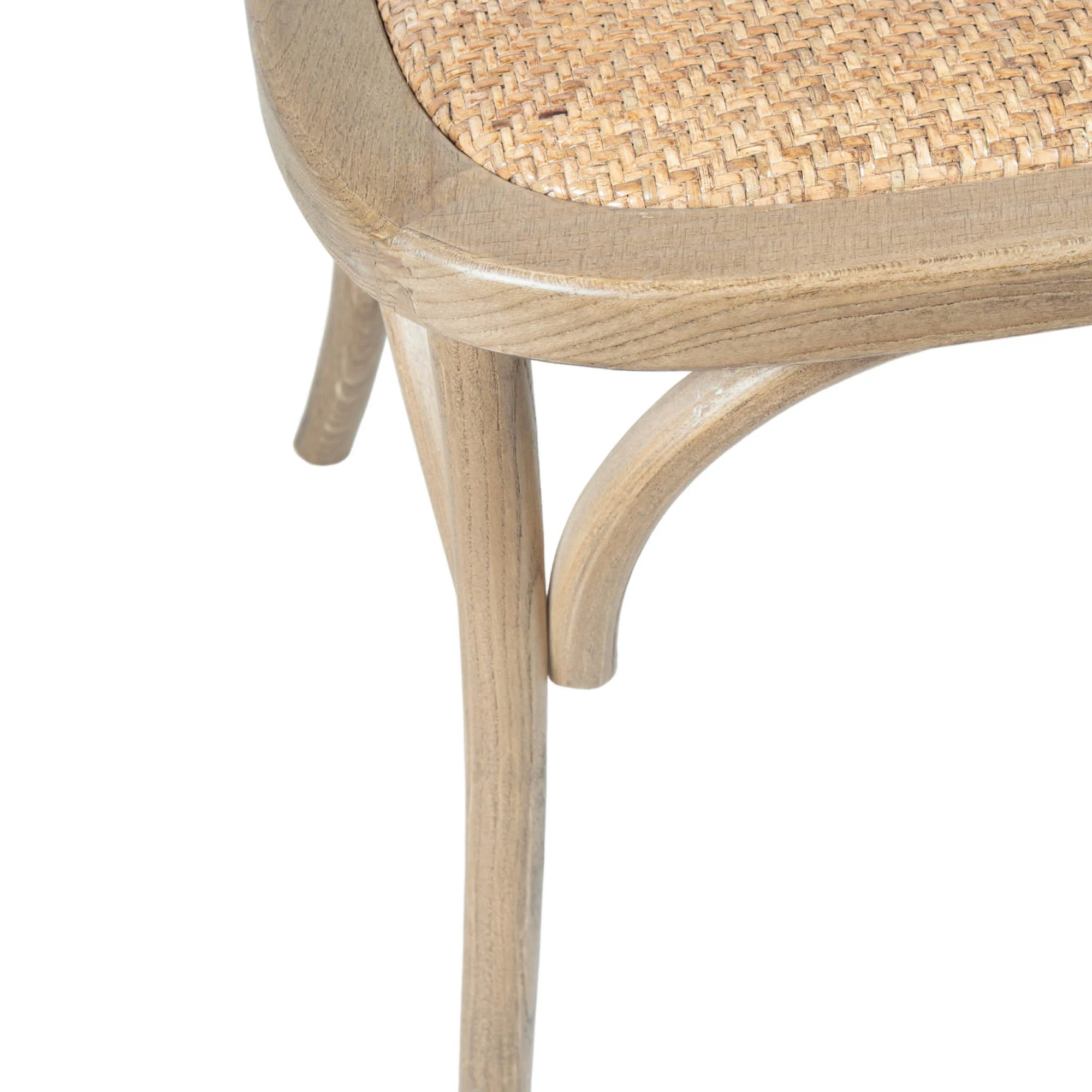Cross Back Chair w/ Rattan Seat - Natural Rustic - Image 8