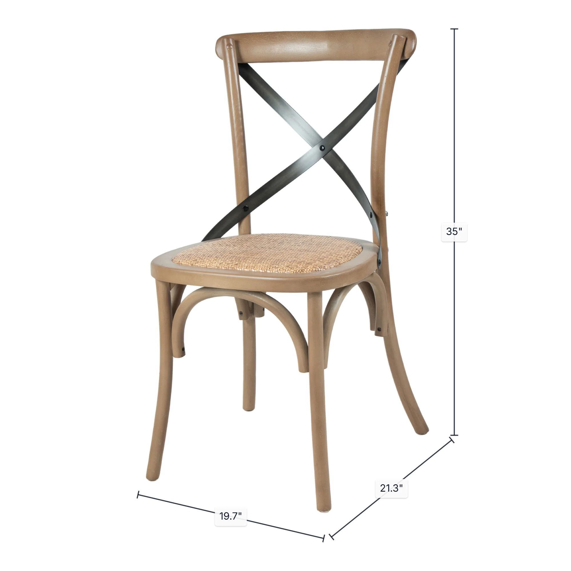 Cross Back Chair w/ Rattan Seat - Sundried - Image 3
