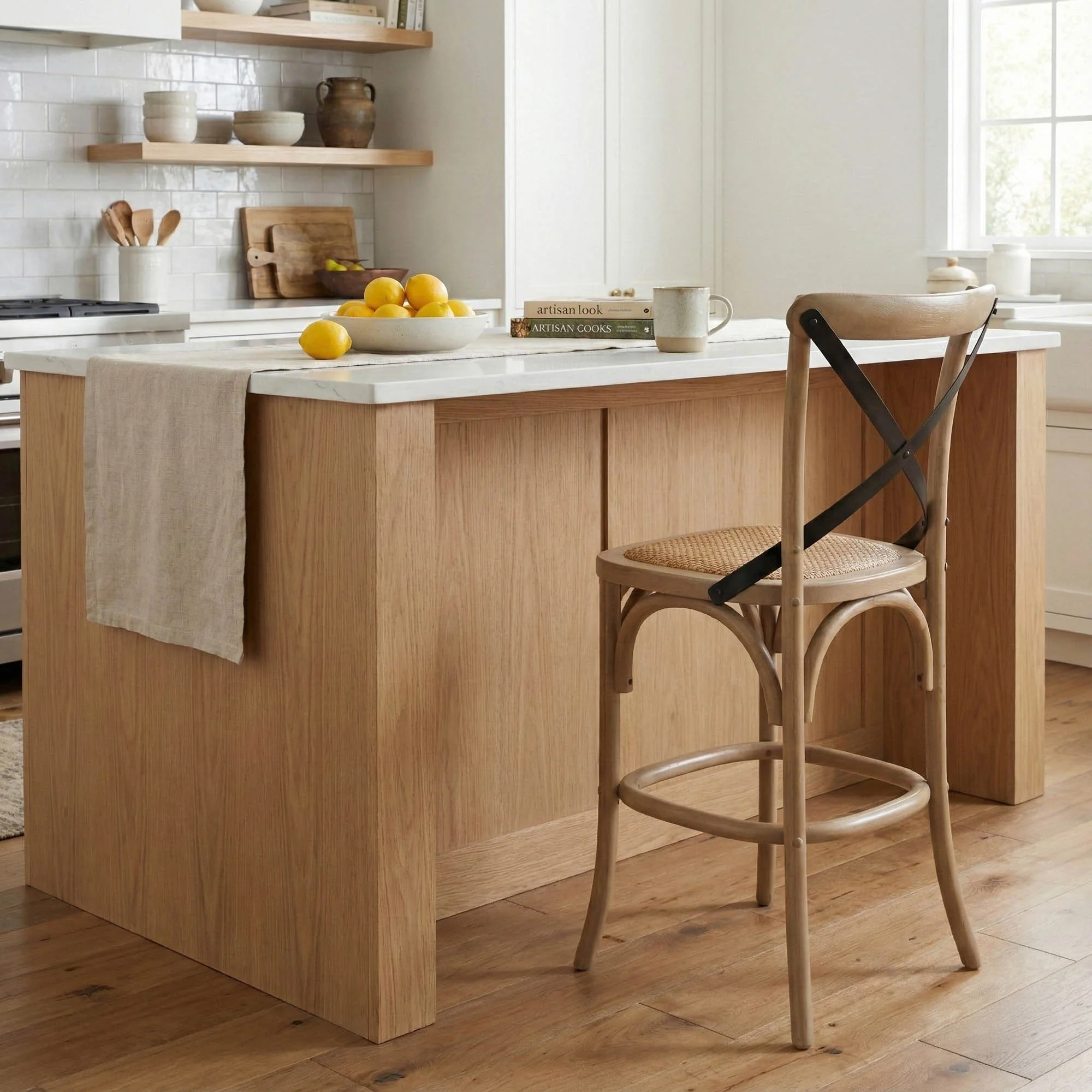 Cross Back Fixed Counter Stool - Sundried - Image 2