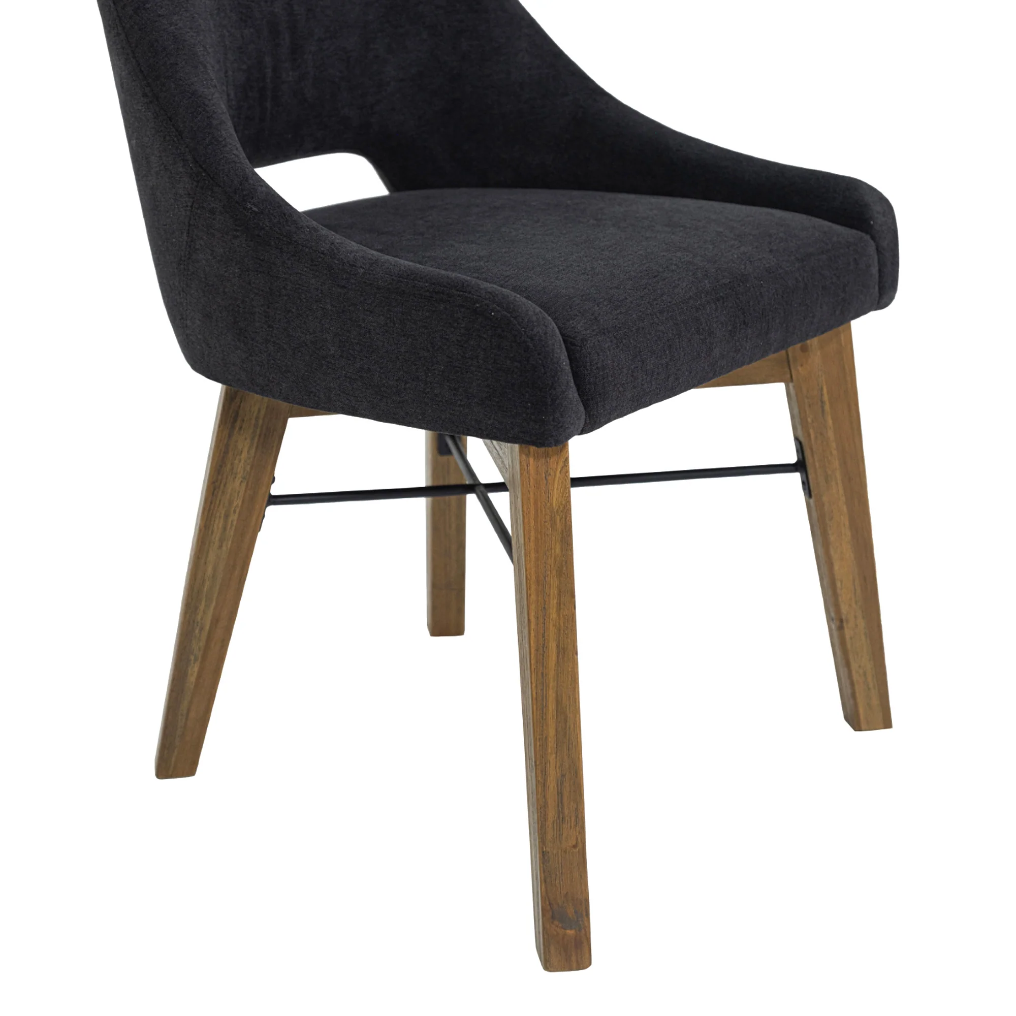 Gia Curved Dining Chair - Graphite Grey/Warm Pecan - Image 11