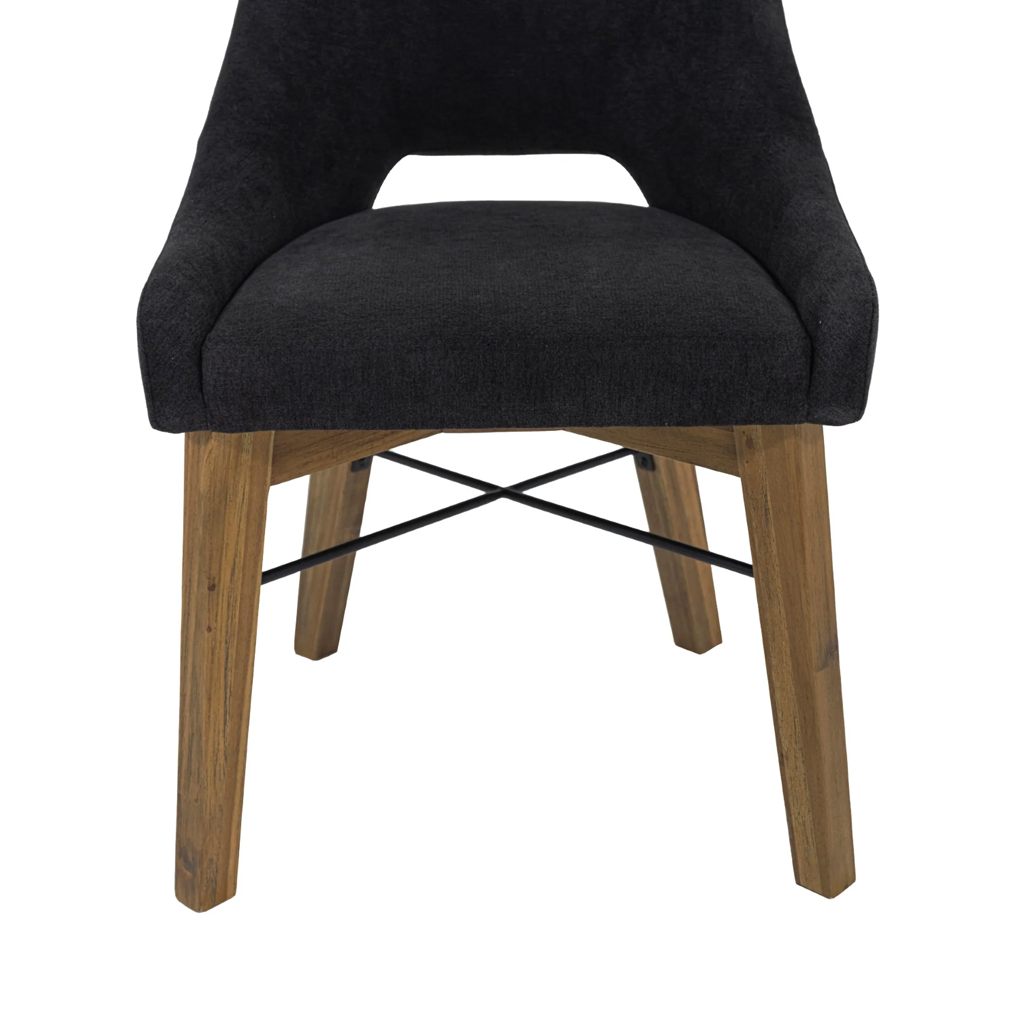 Gia Curved Dining Chair - Graphite Grey/Warm Pecan - Image 12