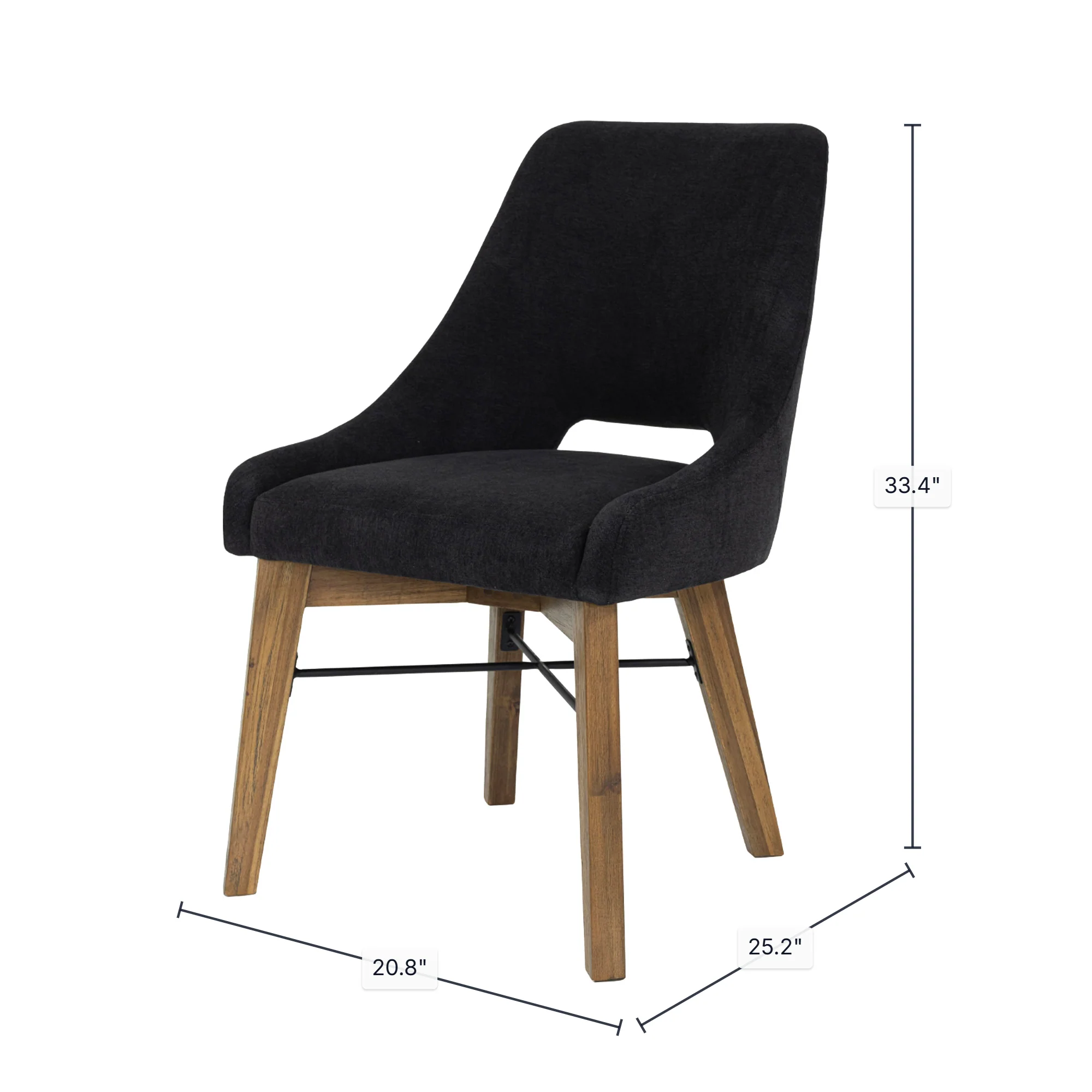 Gia Curved Dining Chair - Graphite Grey/Warm Pecan - Image 3