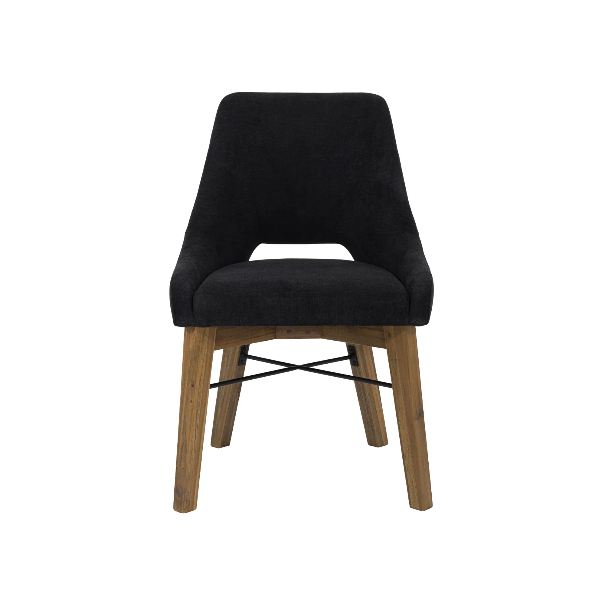 Gia Curved Dining Chair - Graphite Grey/Warm Pecan - Image 4