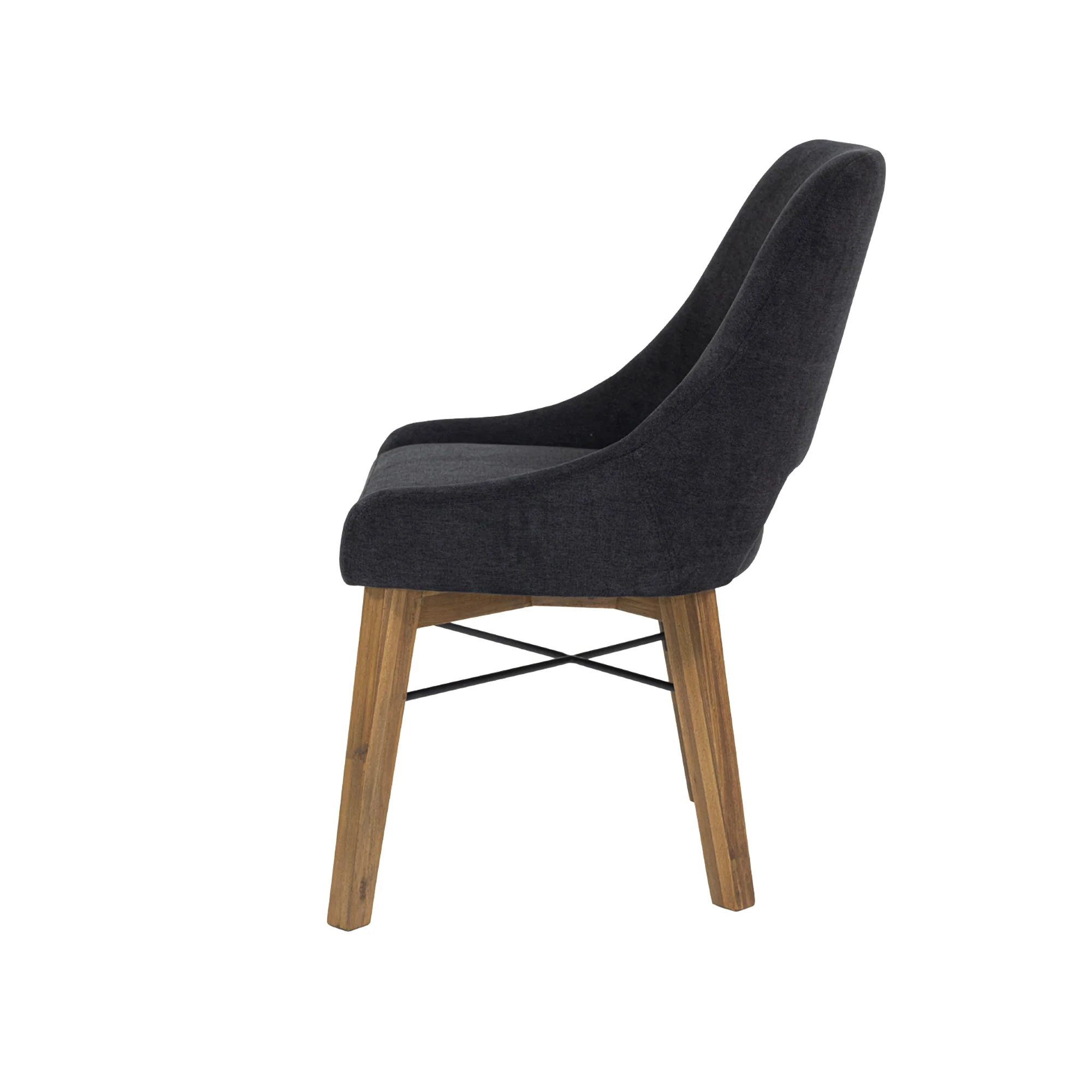 Gia Curved Dining Chair - Graphite Grey/Warm Pecan - Image 5