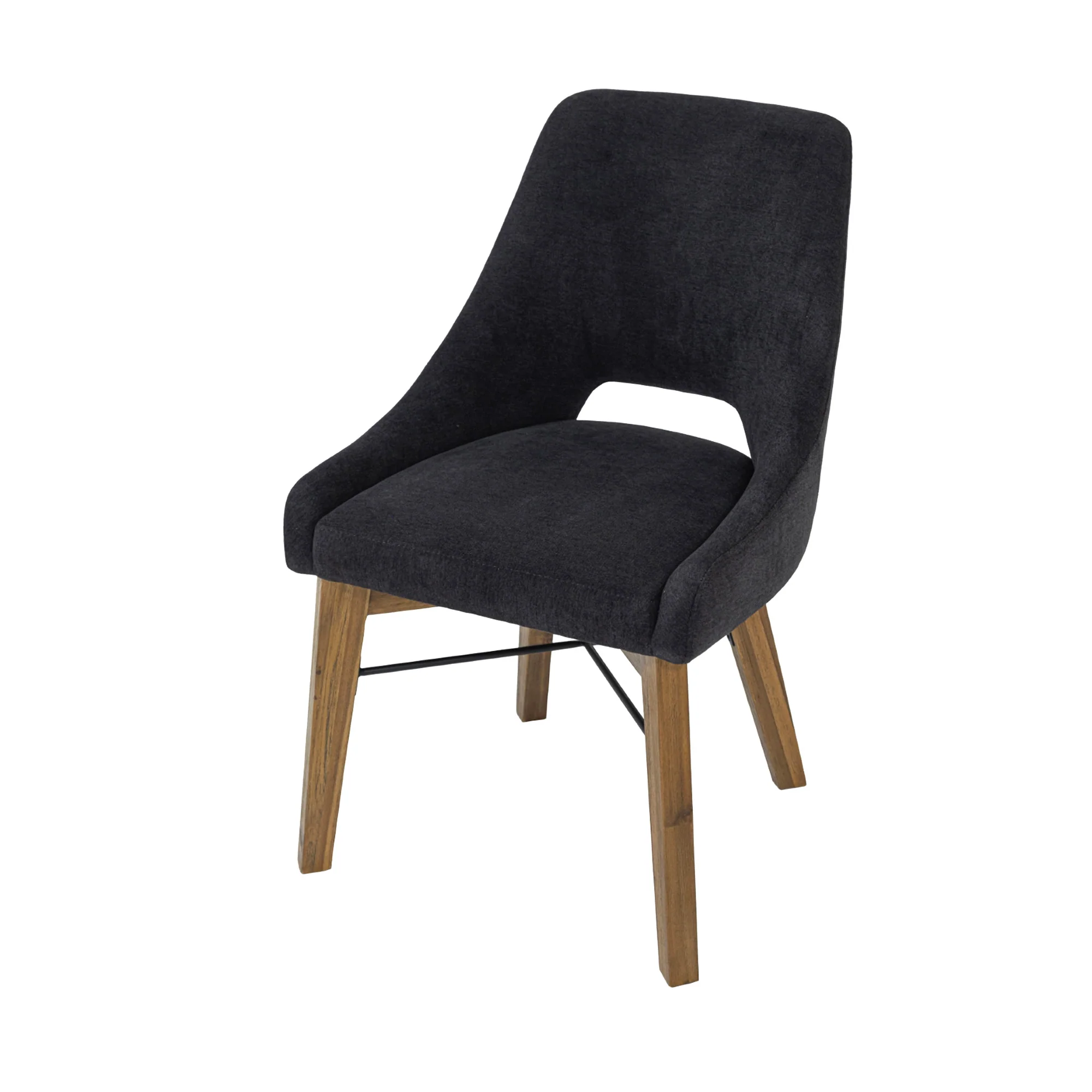 Gia Curved Dining Chair - Graphite Grey/Warm Pecan - Image 7