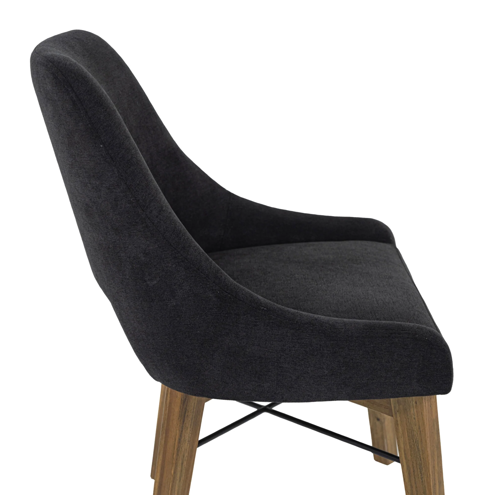 Gia Curved Dining Chair - Graphite Grey/Warm Pecan - Image 9