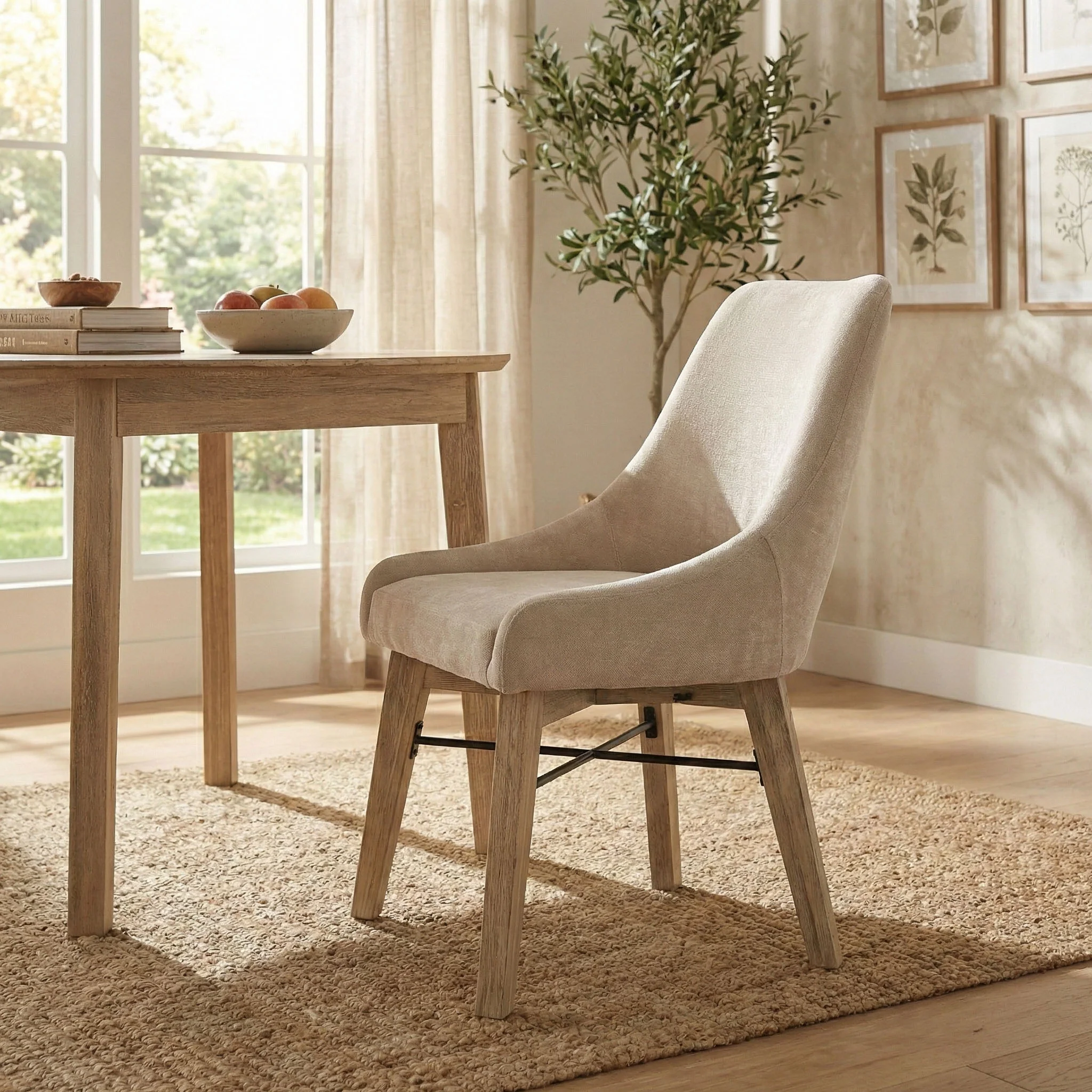 Gia Curved Dining Chair - Sand/Light Driftwood - Image 2