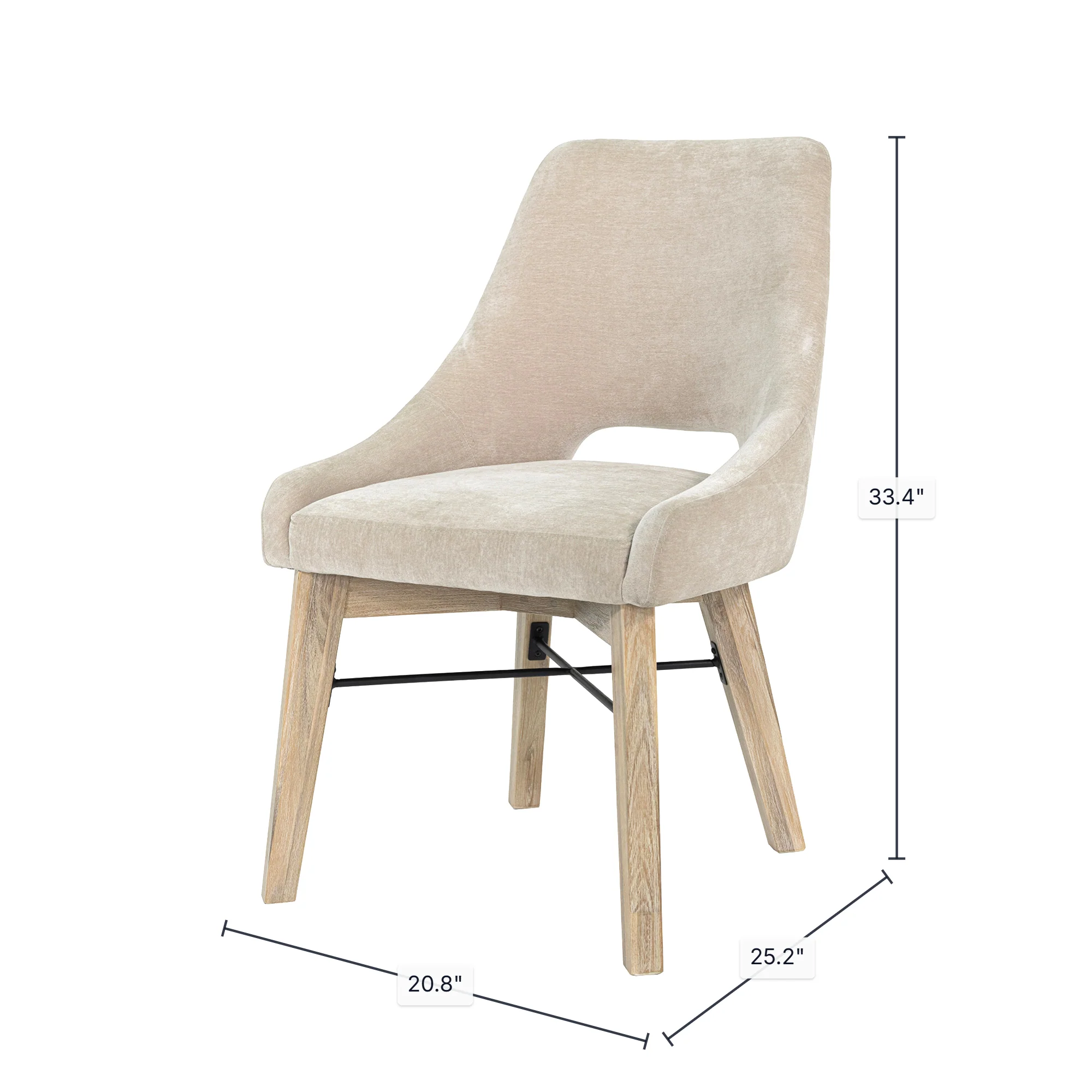 Gia Curved Dining Chair - Sand/Light Driftwood - Image 3
