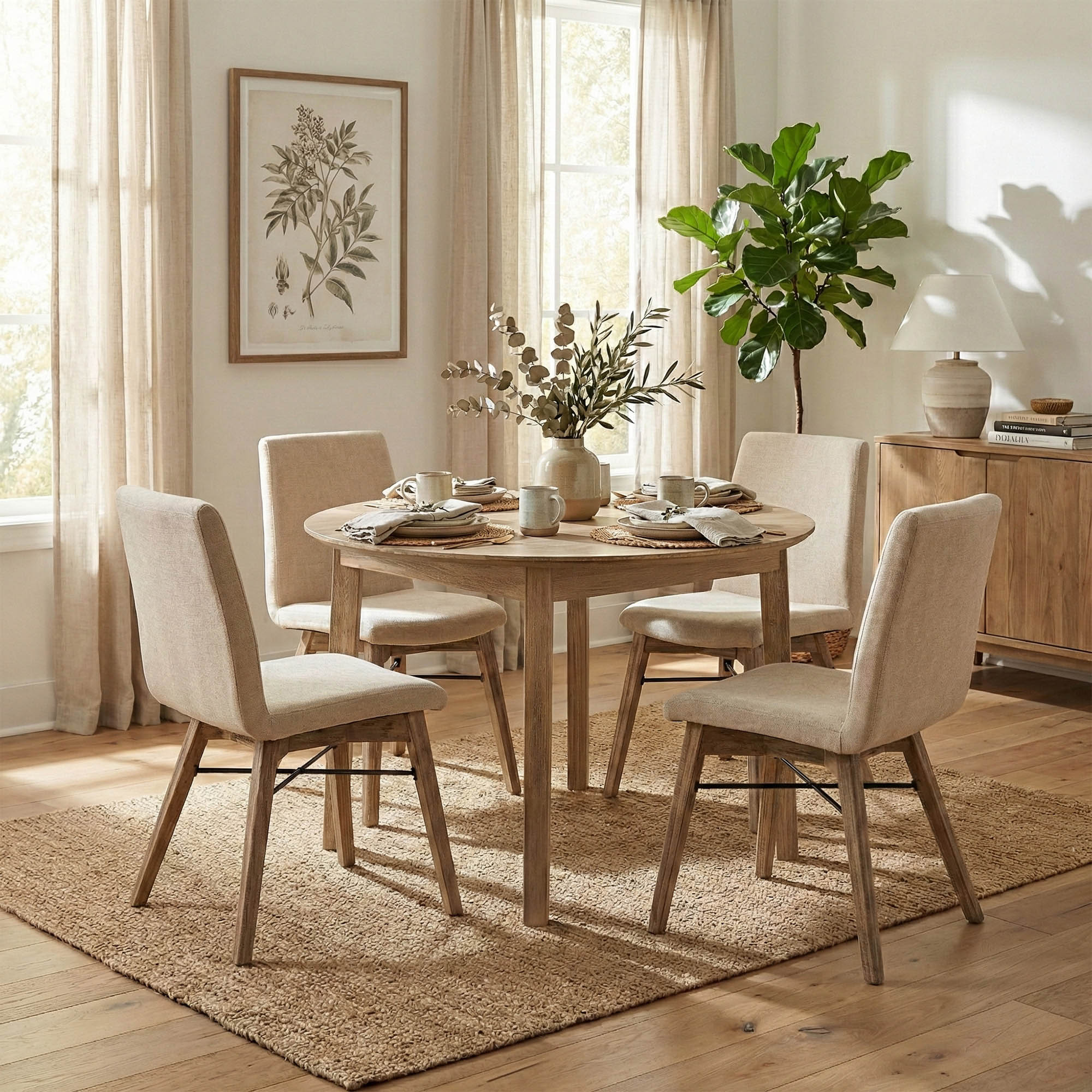 Gia Round Dining Table - Light Driftwood - Image 9