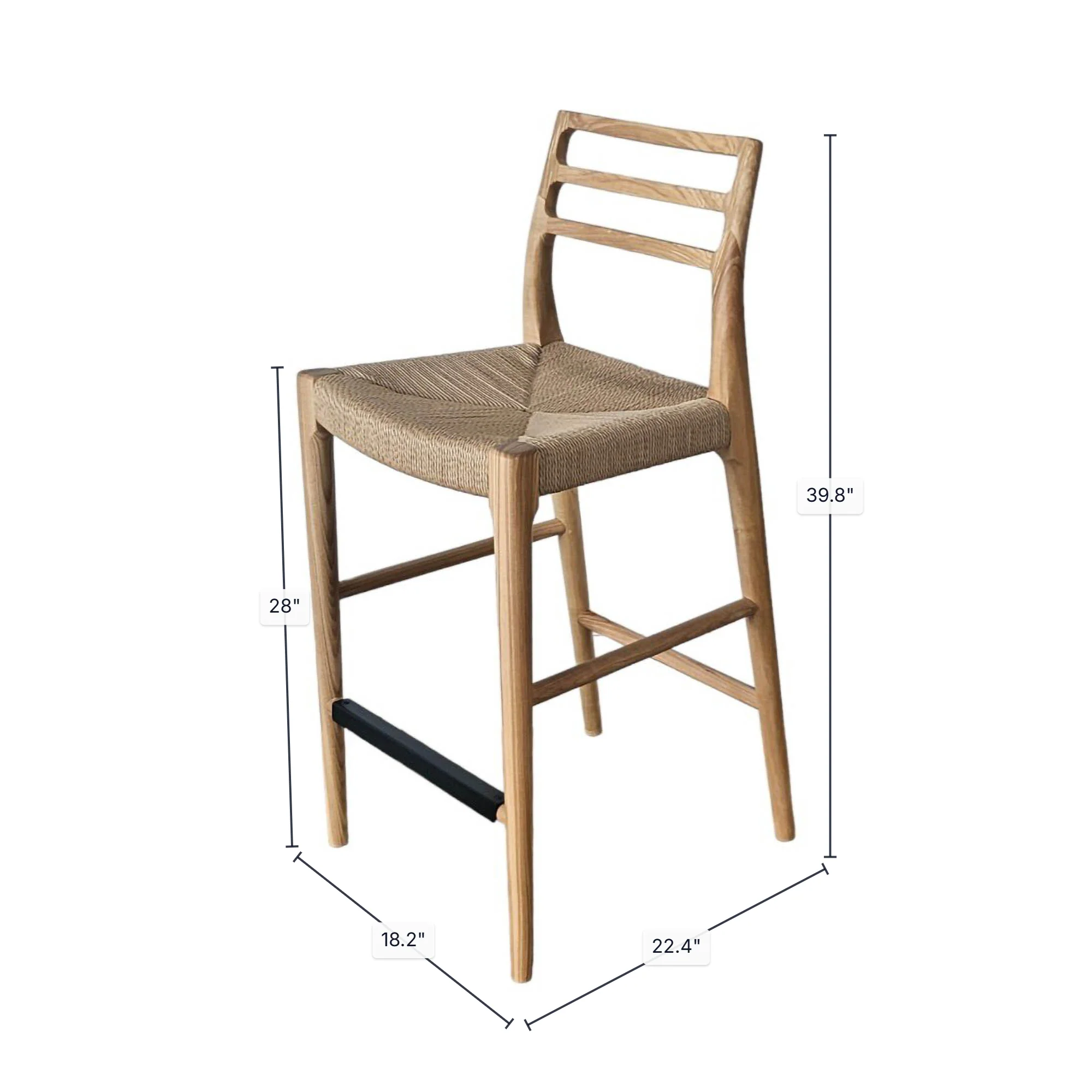 Java Bar Stool w/ 28" Seat Height - Natural - Image 2