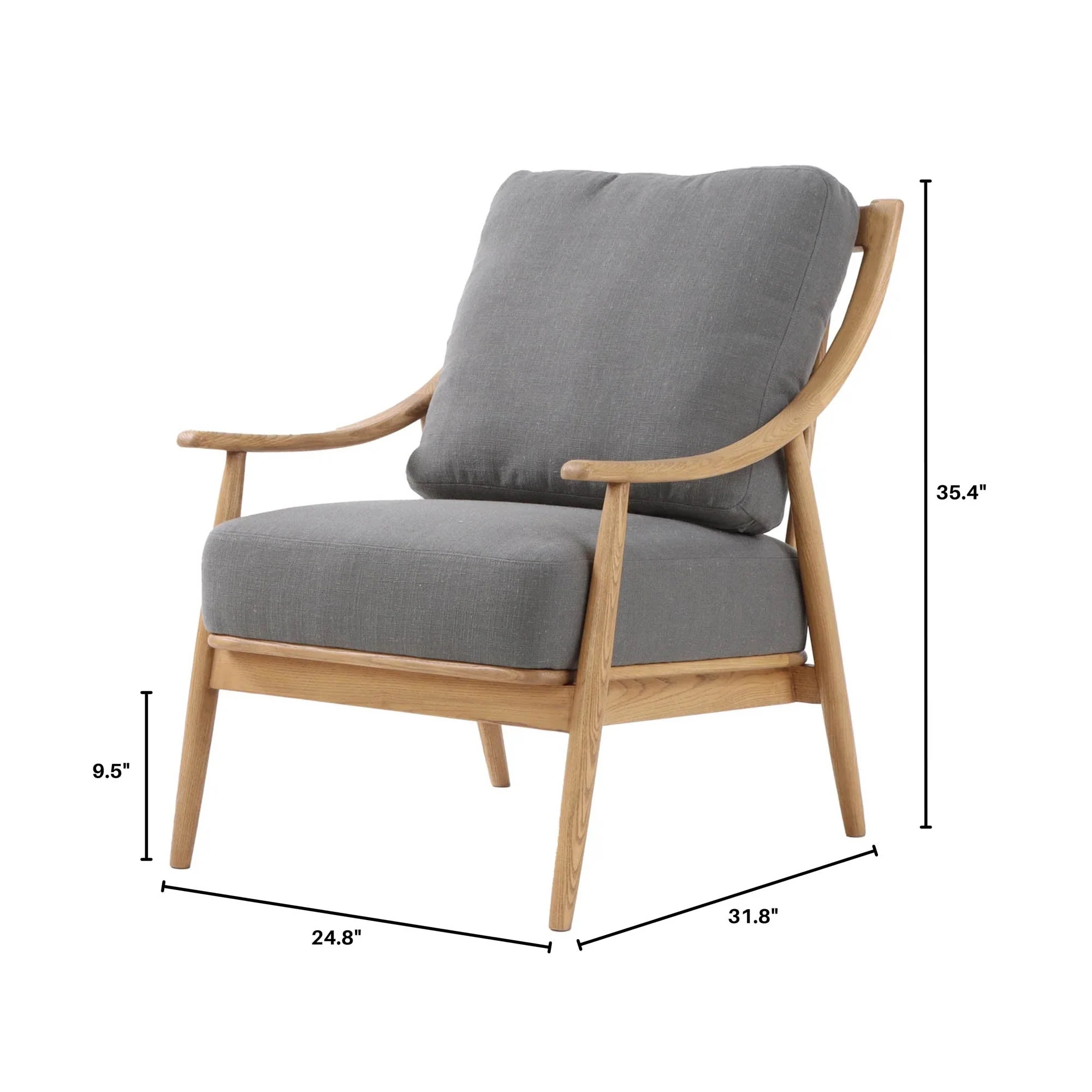 Kinsley Club Chair - Stormy Grey/Natural Frame - Image 9