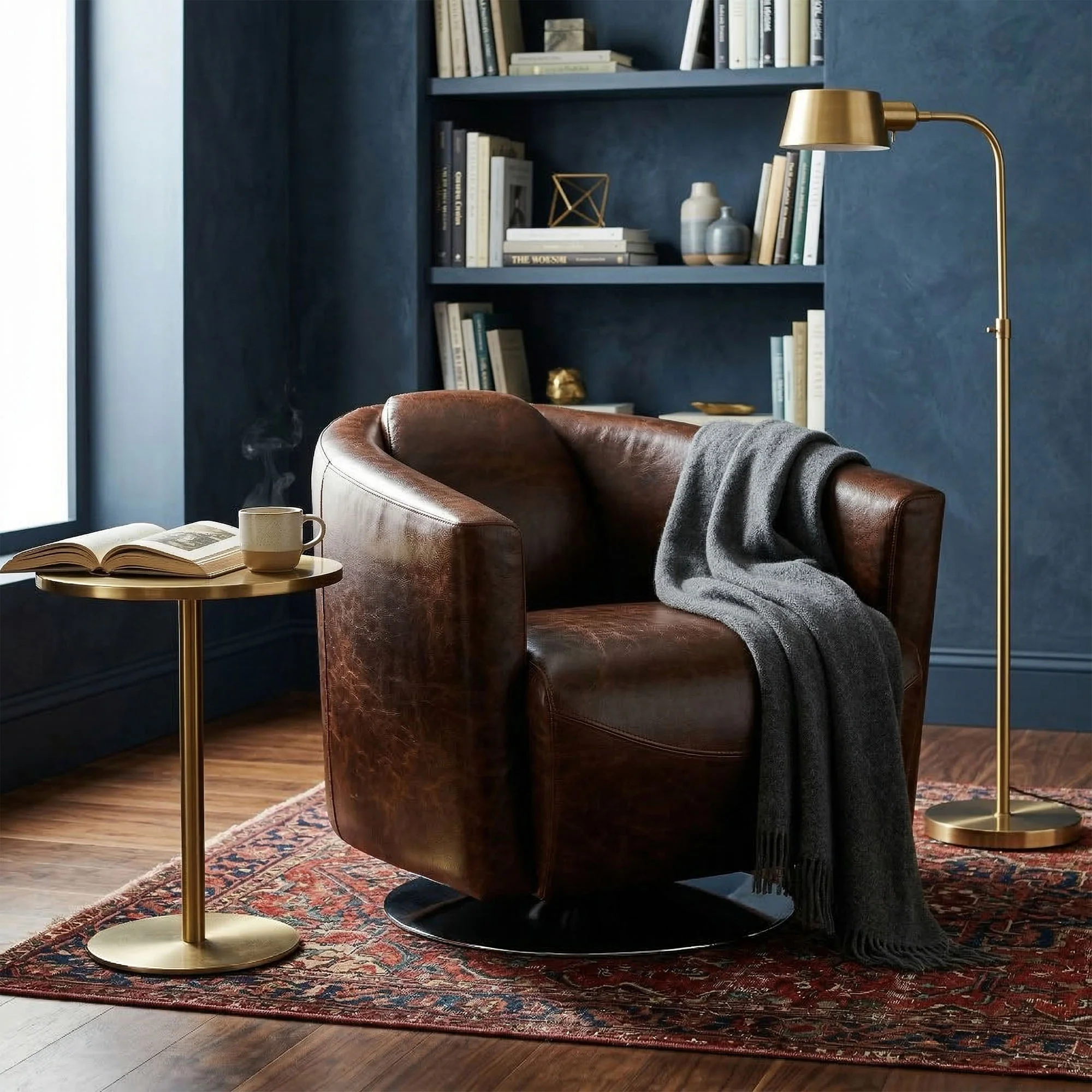 Lannister Swivel Club Chair - Brown - Image 2