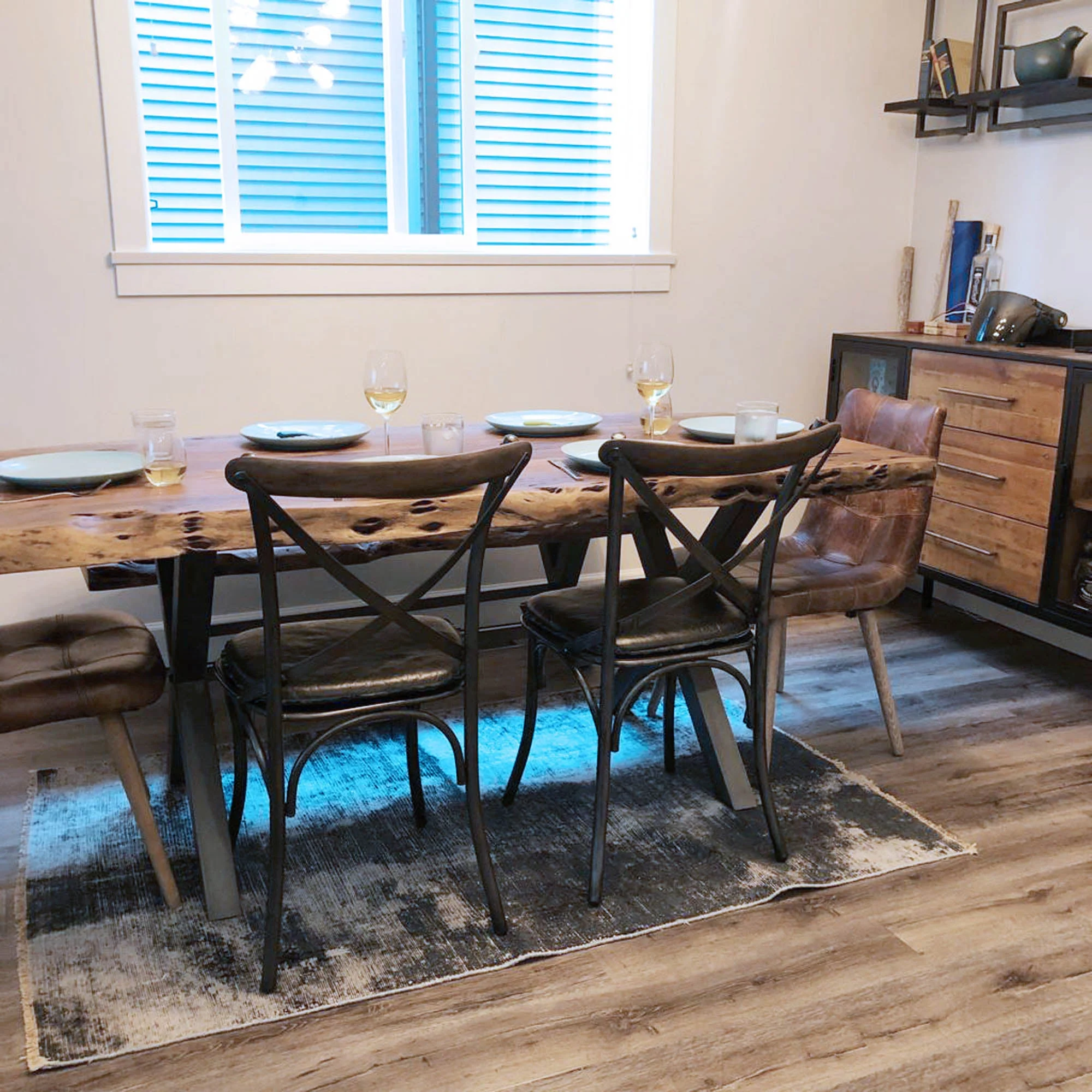 Metal Crossback Chair with Black Seat Cushion - Image 6
