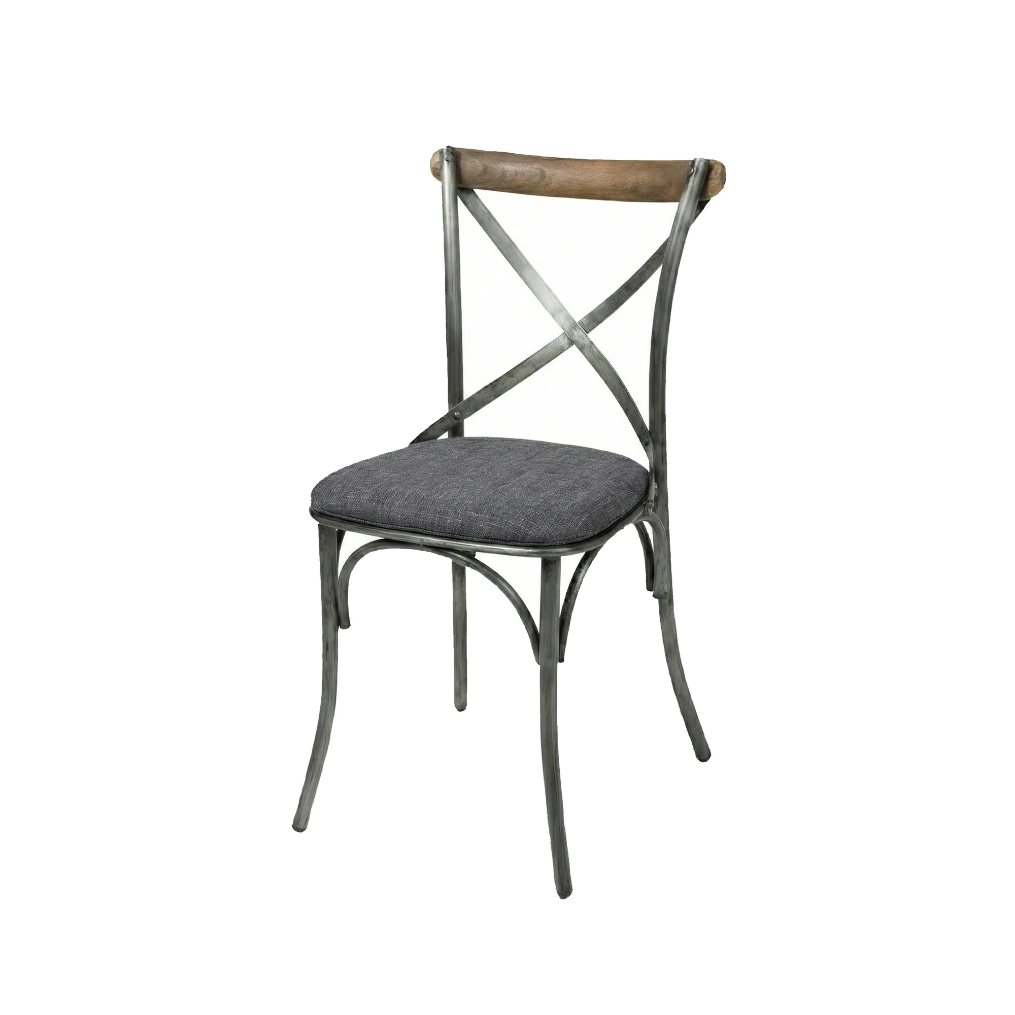 Metal Crossback Fabric Cushion Seat - Grey - Image 4