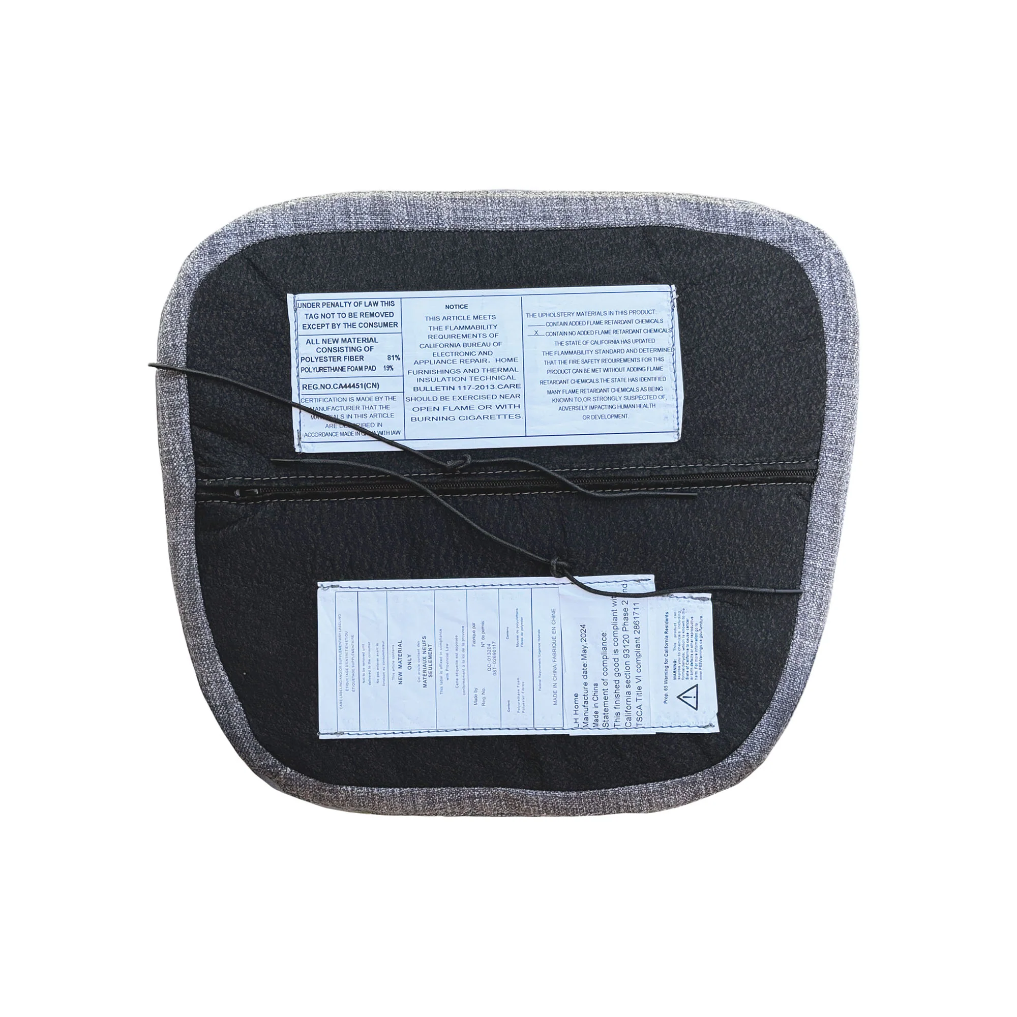 Metal Crossback Fabric Cushion Seat - Grey - Image 3