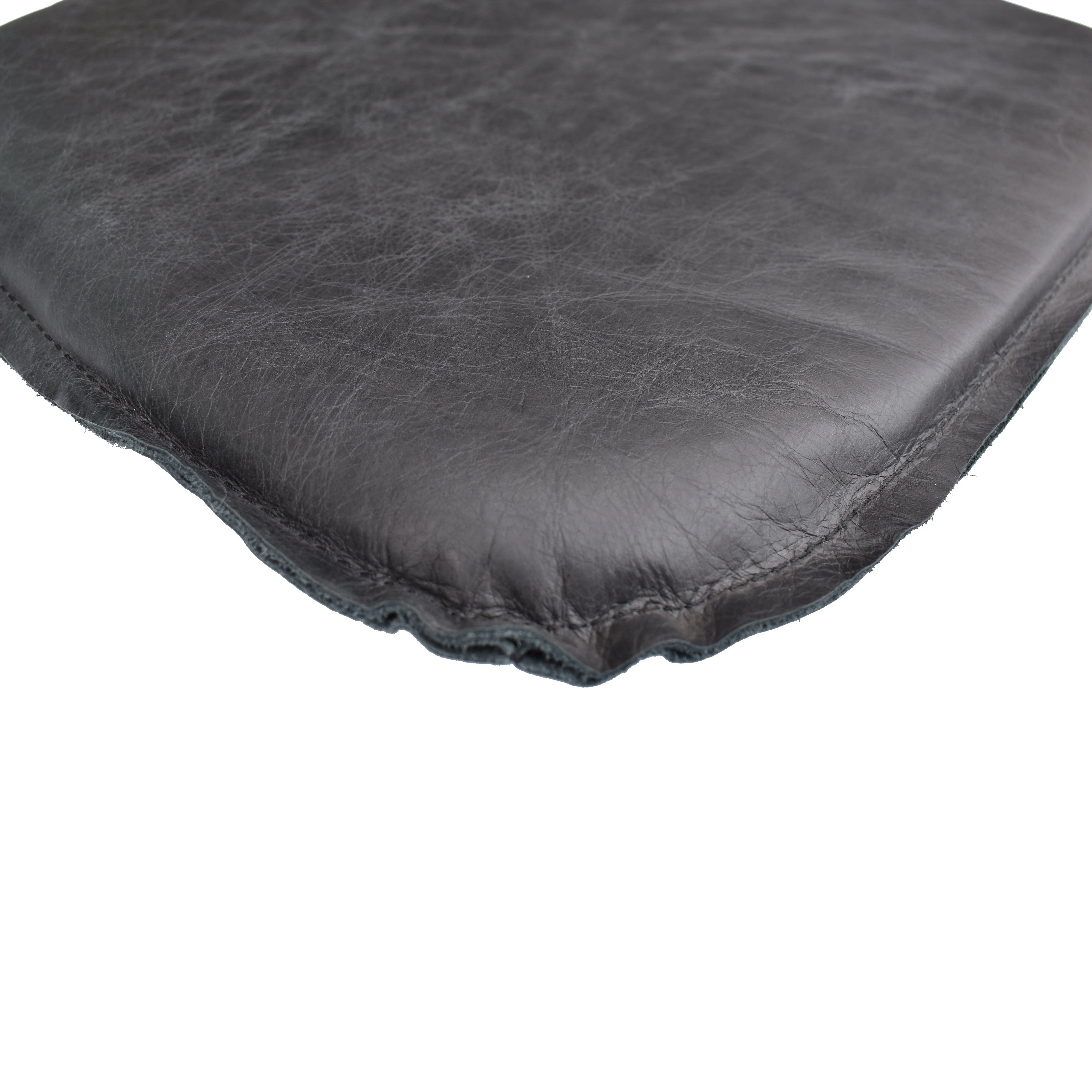 Metal Crossback Leather Cushion Seat - Antique Black - Image 3