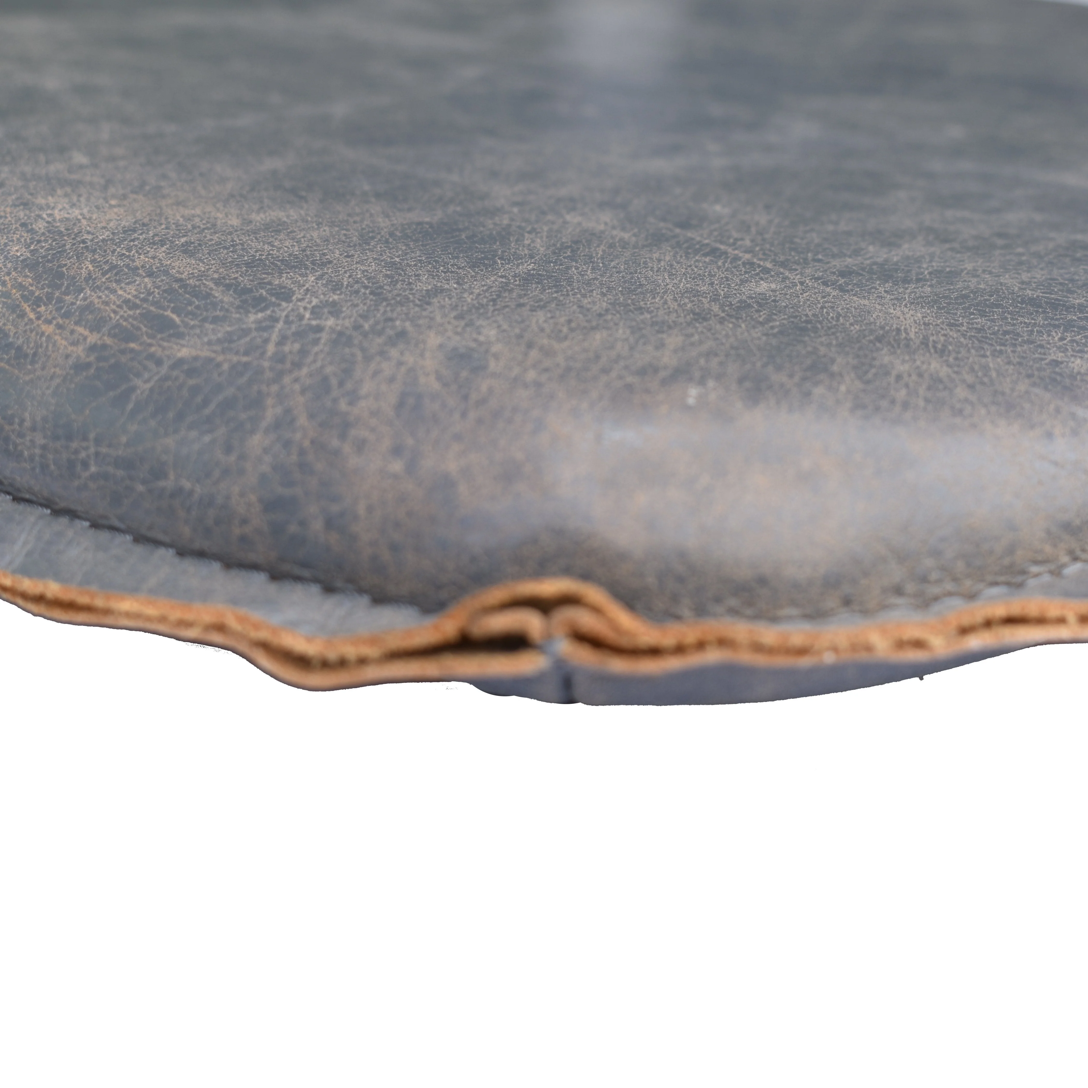 Metal Crossback Leather Cushion Seat - Grey - Image 3