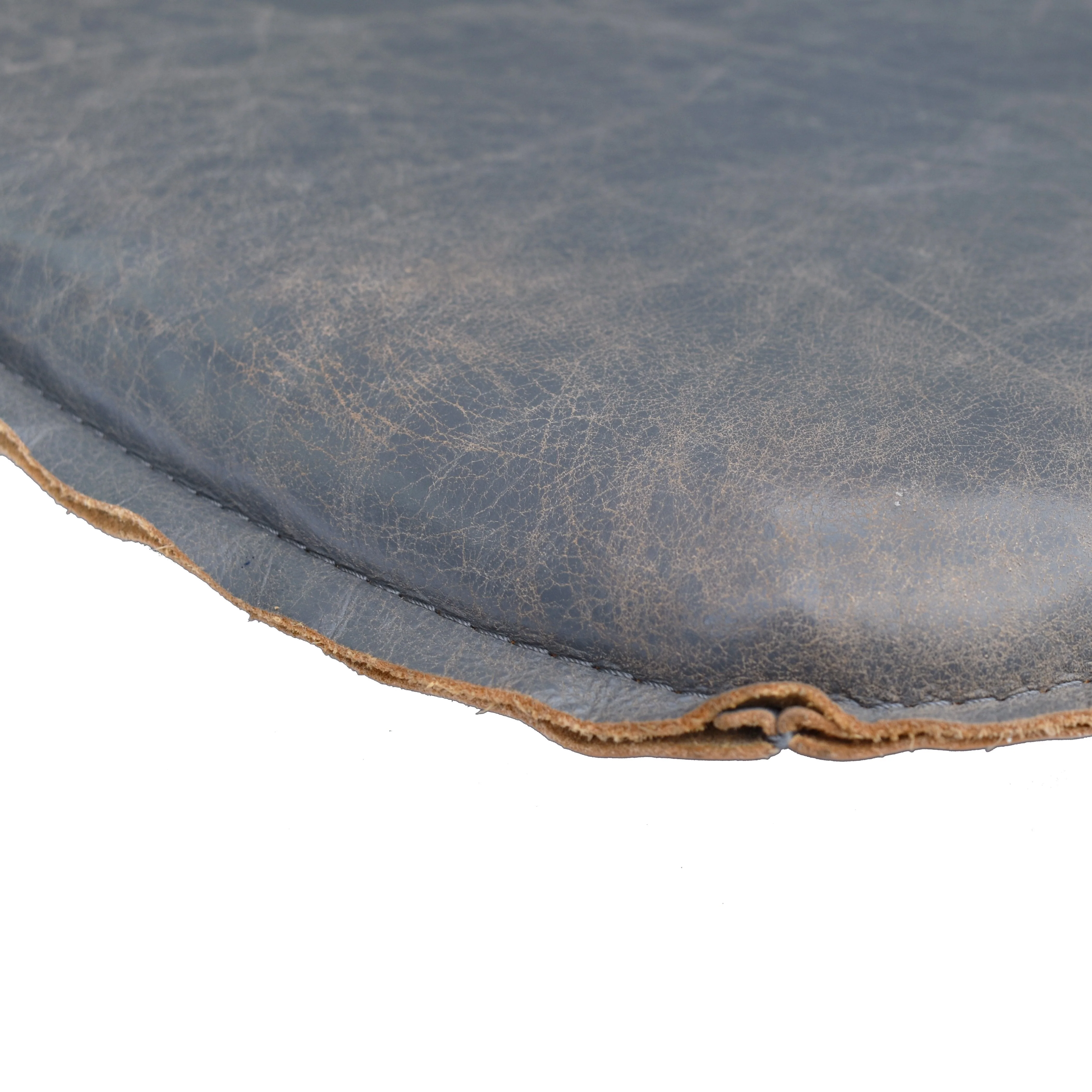 Metal Crossback Leather Cushion Seat - Grey - Image 4