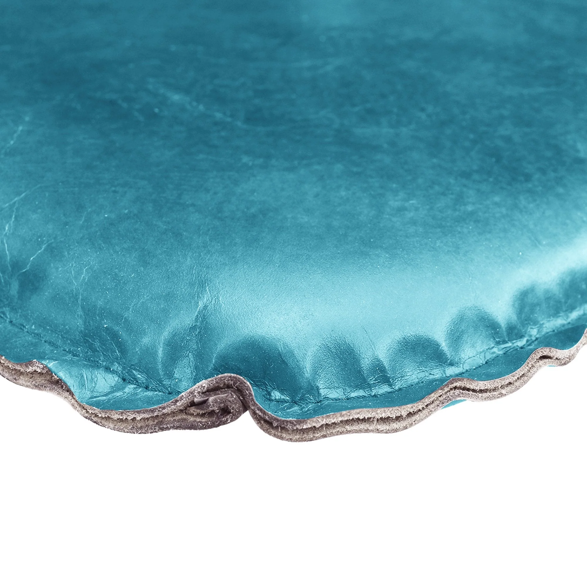 Metal Crossback Leather Cushion Seat - Peacock Blue - Image 3