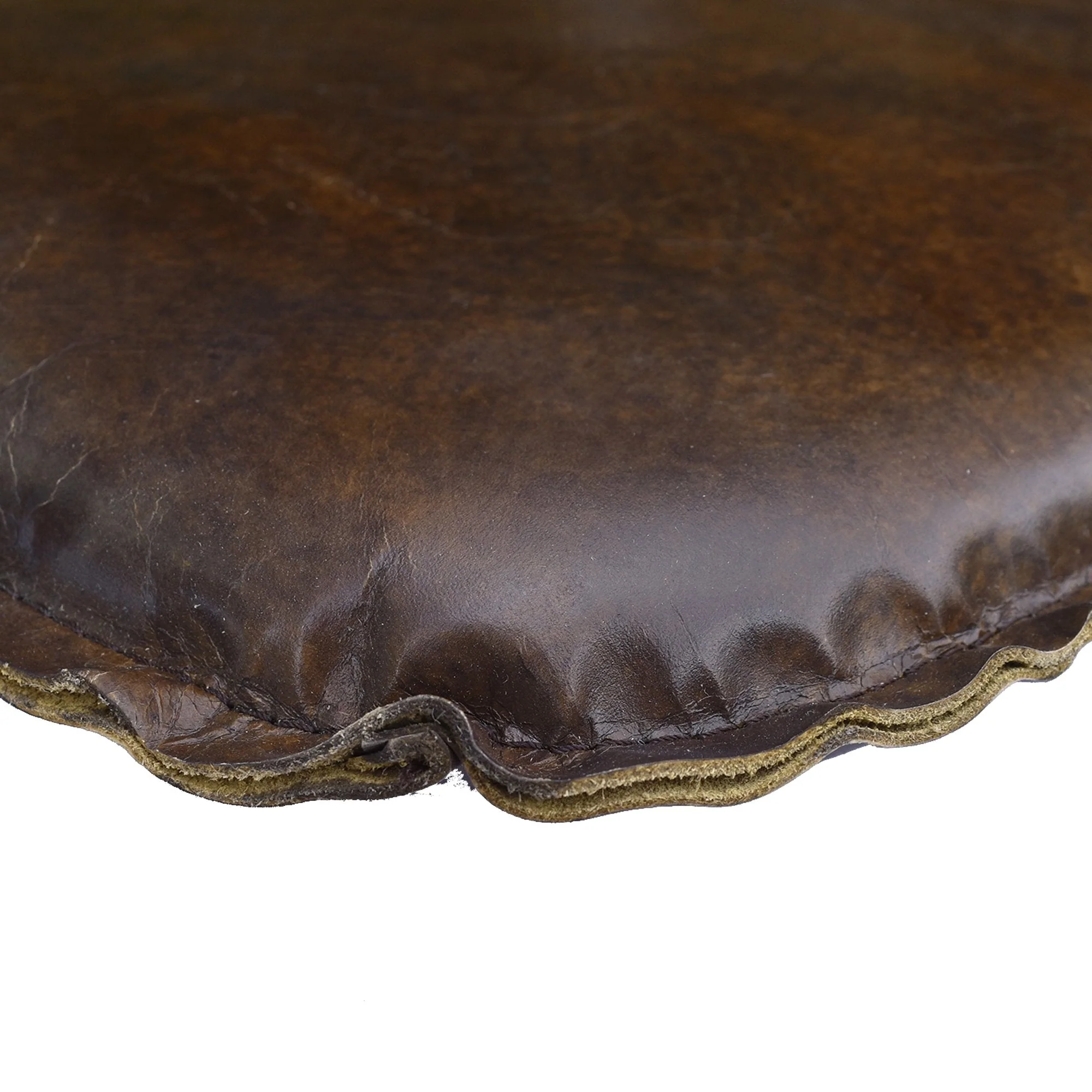 Metal Crossback Leather Cushion Seat - Vintage Brown - Image 3