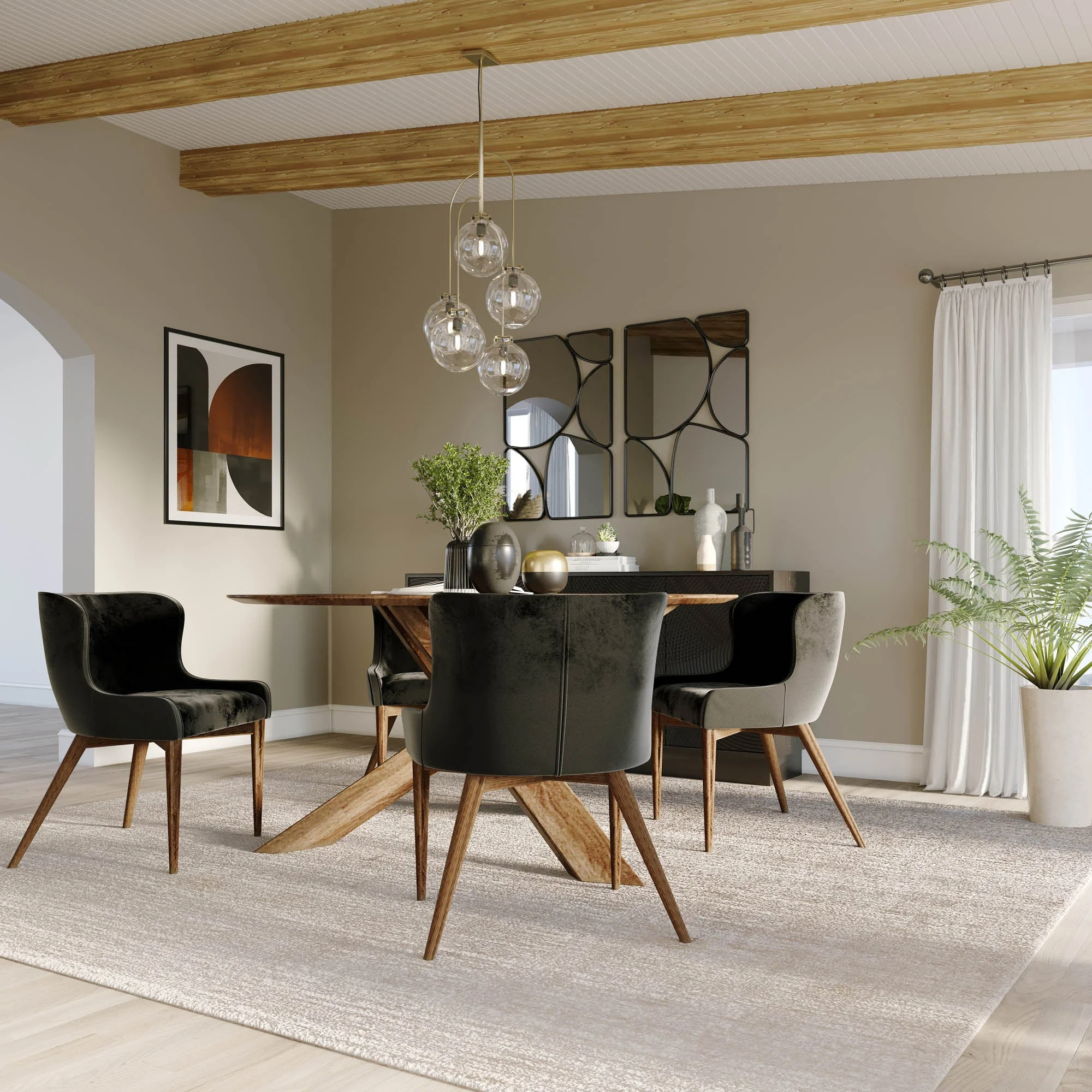 Mila Dining Chair - Black Velvet - Image 3
